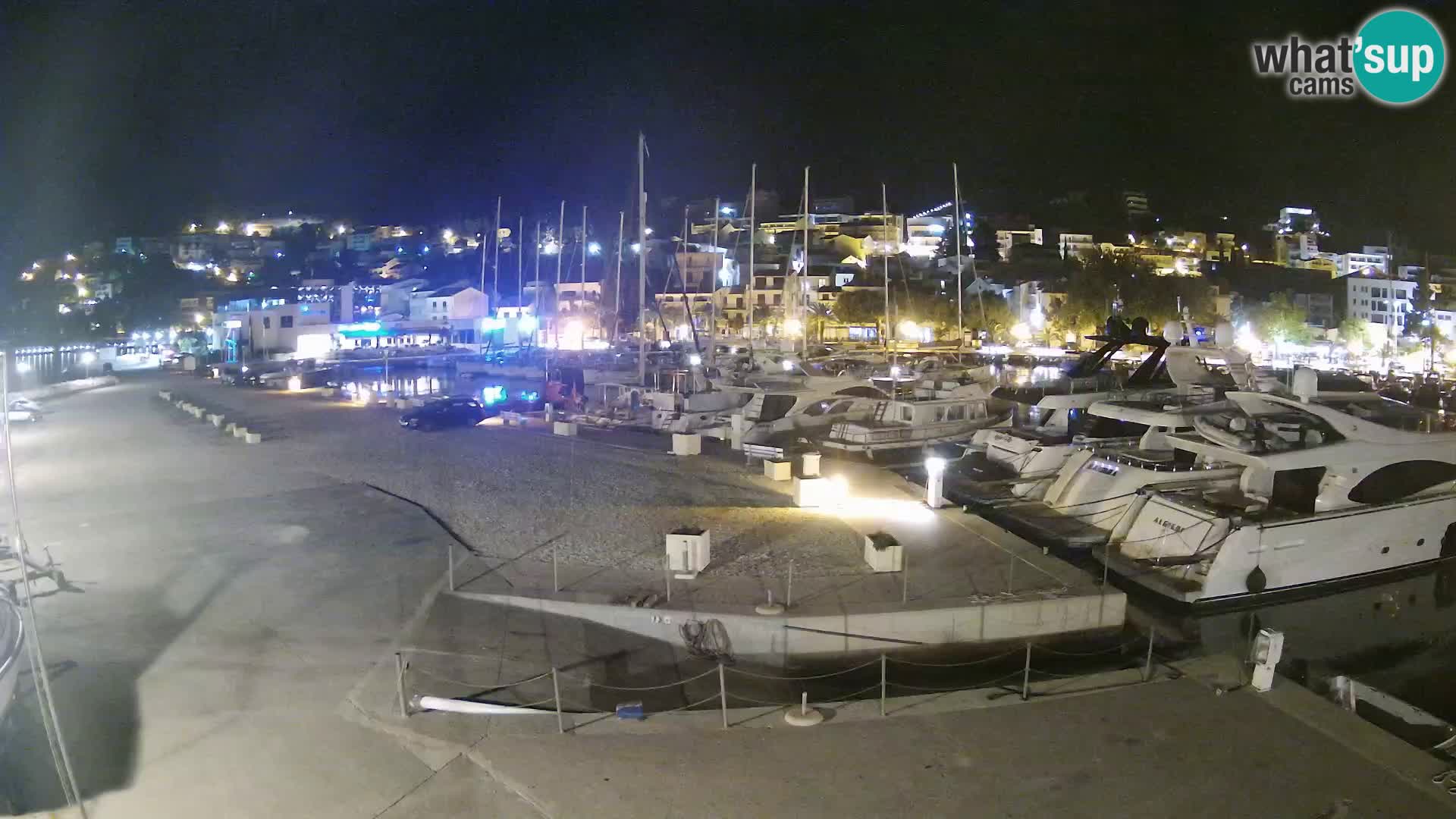 Webcam Basca Voda –  Vista desde el puerto deportivo de la ciudad y la montaña Biokovo