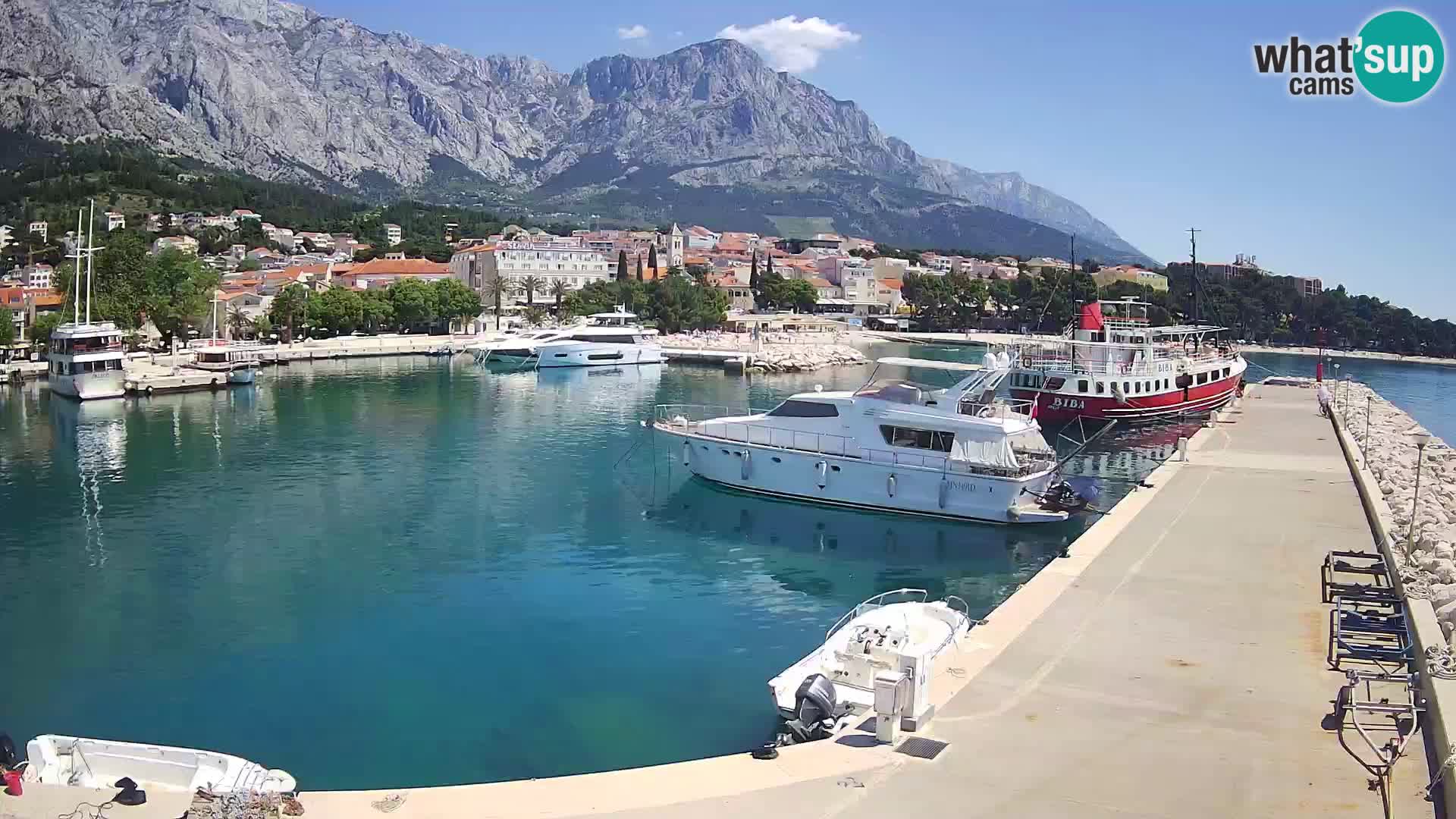 Webcam Live – View of Baška Voda and Biokovo mountain