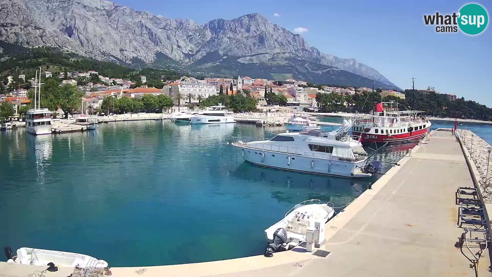 Webcam Live – Panorama di Baška Voda e delle montagne Biokovo