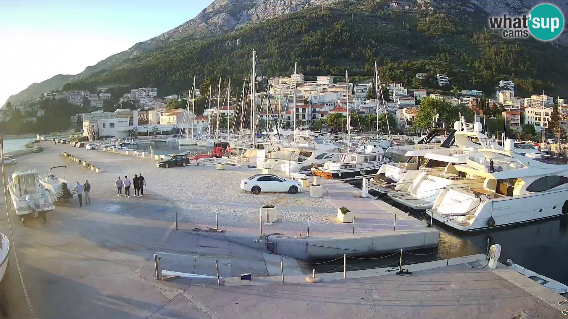 Vue du port de plaisance de la ville et la montagne Biokovo