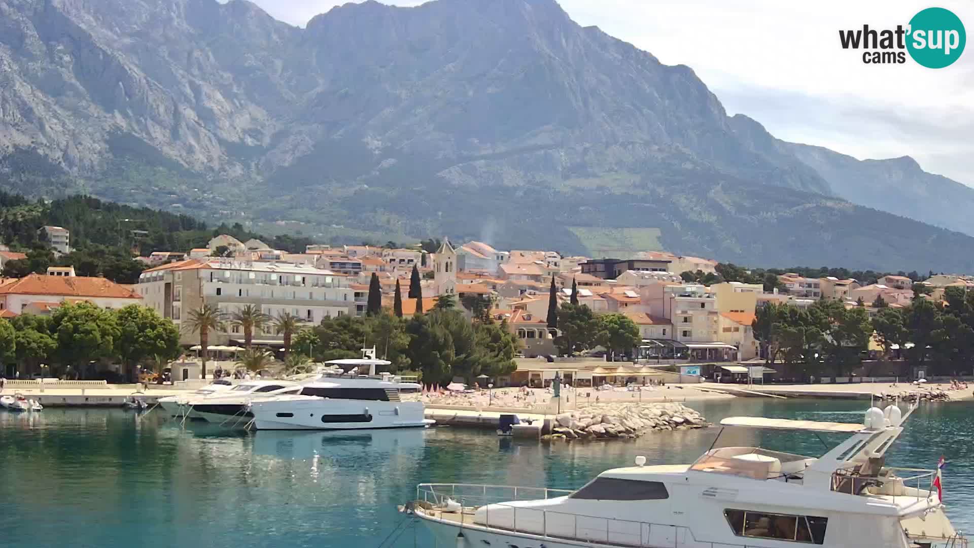 Webcam Live – View of Baška Voda and Biokovo mountain