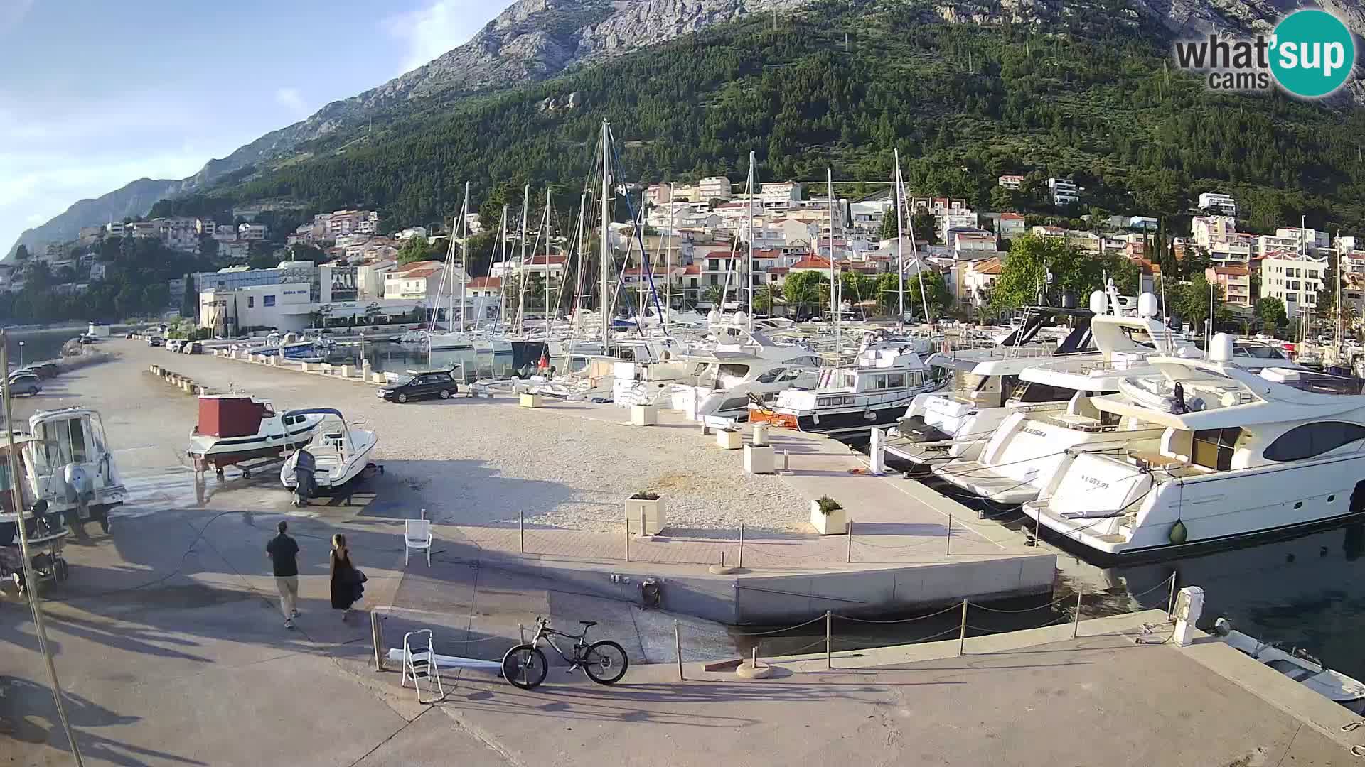 Vue du port de plaisance de la ville et la montagne Biokovo