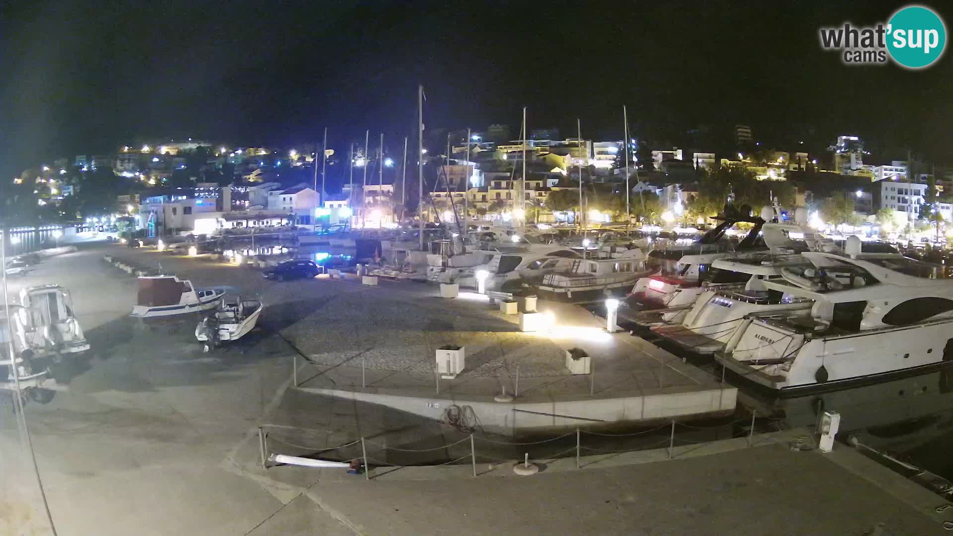 Webcam Basca Voda –  Vista desde el puerto deportivo de la ciudad y la montaña Biokovo