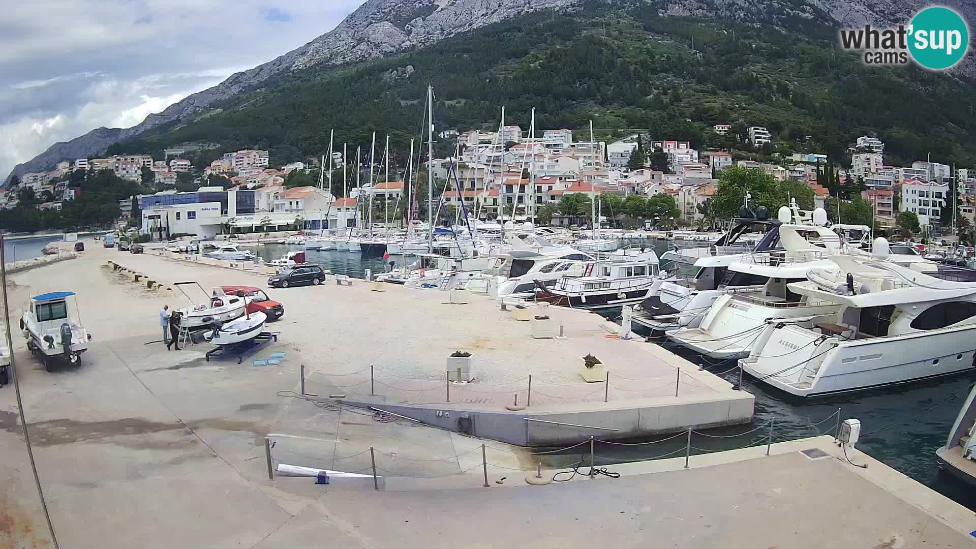 Vue du port de plaisance de la ville et la montagne Biokovo