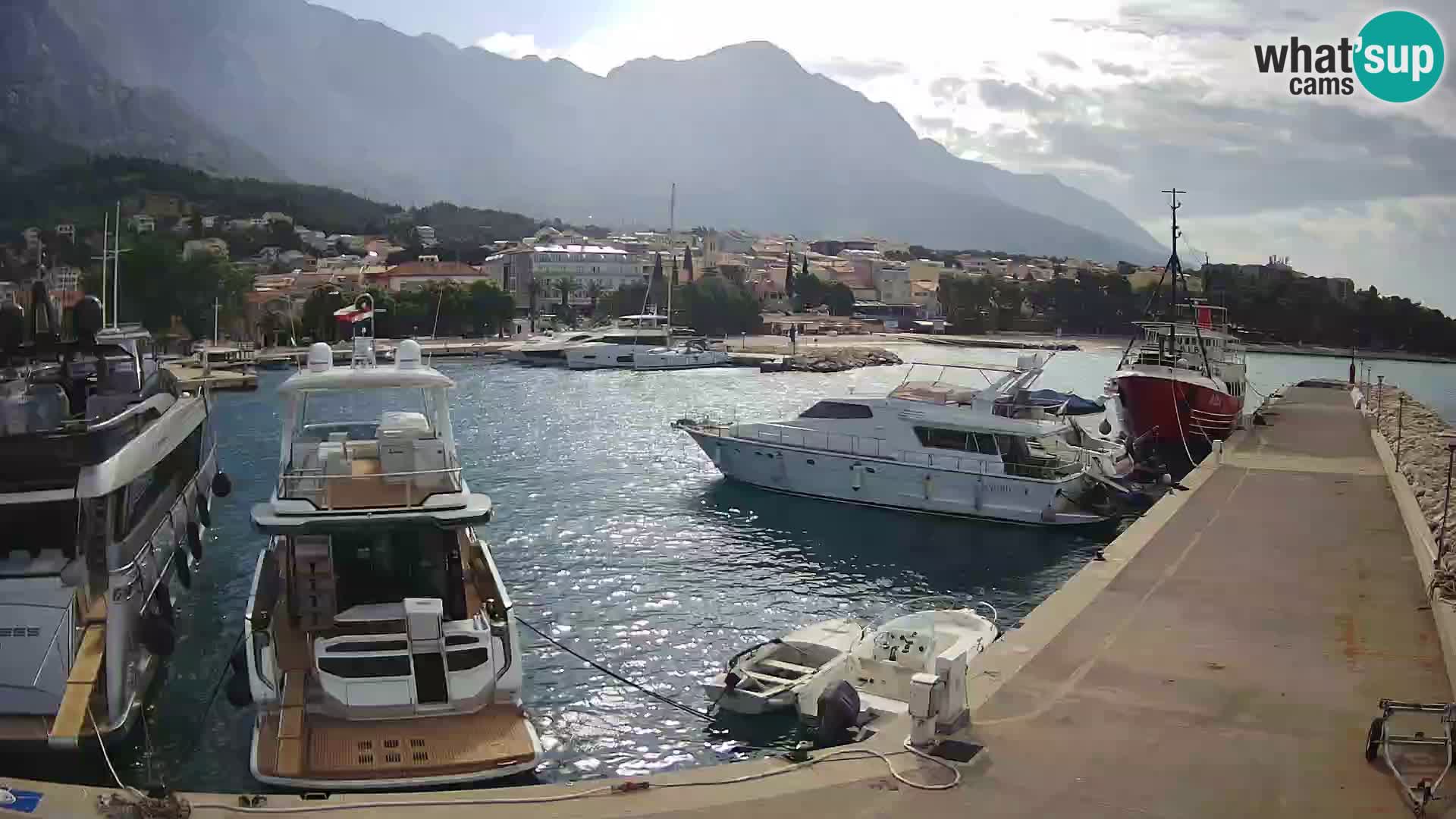 Webcam Live – View of Baška Voda and Biokovo mountain