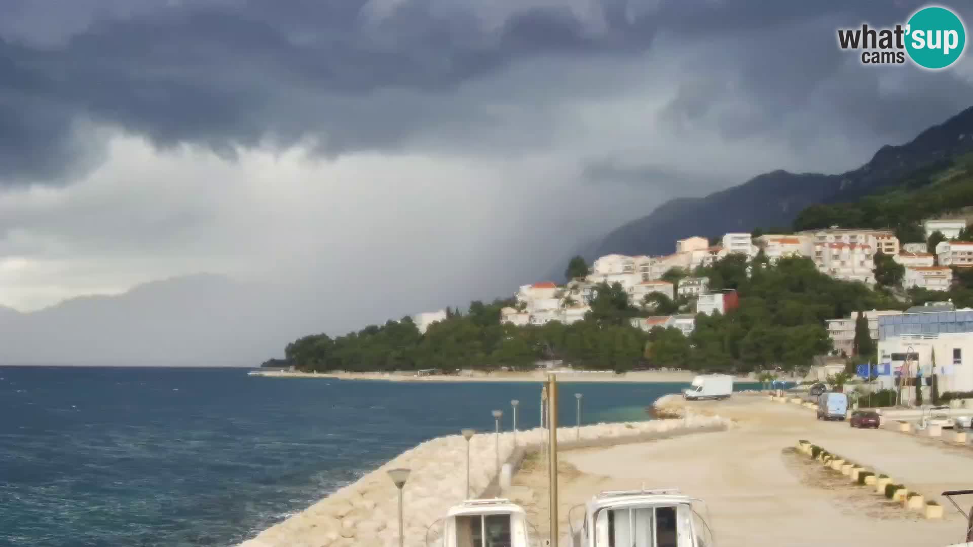 Webcam Live – Panorama di Baška Voda e delle montagne Biokovo
