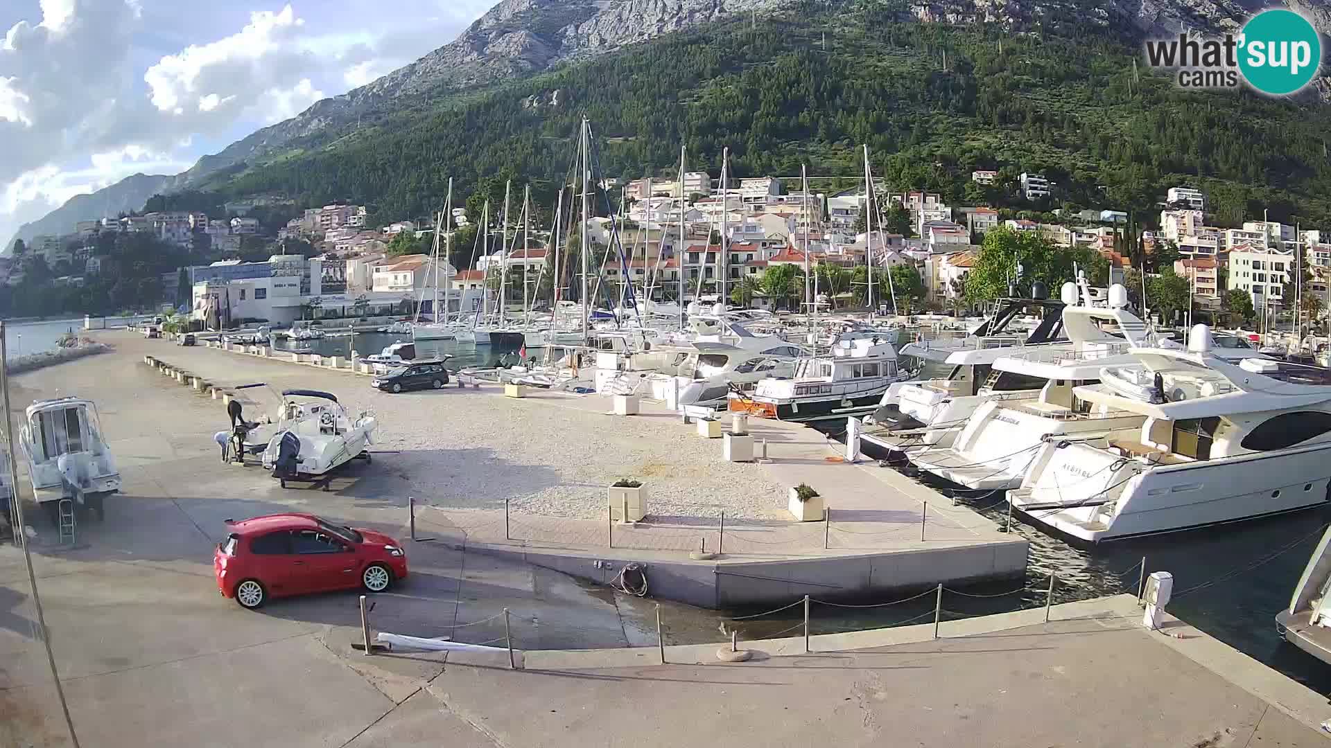 Vue du port de plaisance de la ville et la montagne Biokovo