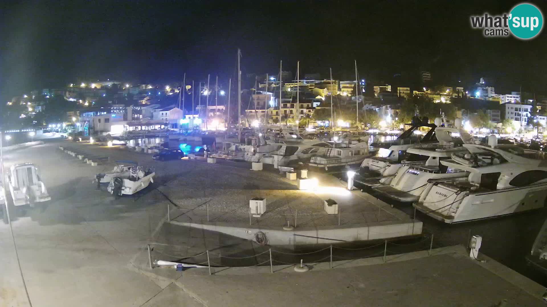 Webcam Basca Voda –  Vista desde el puerto deportivo de la ciudad y la montaña Biokovo