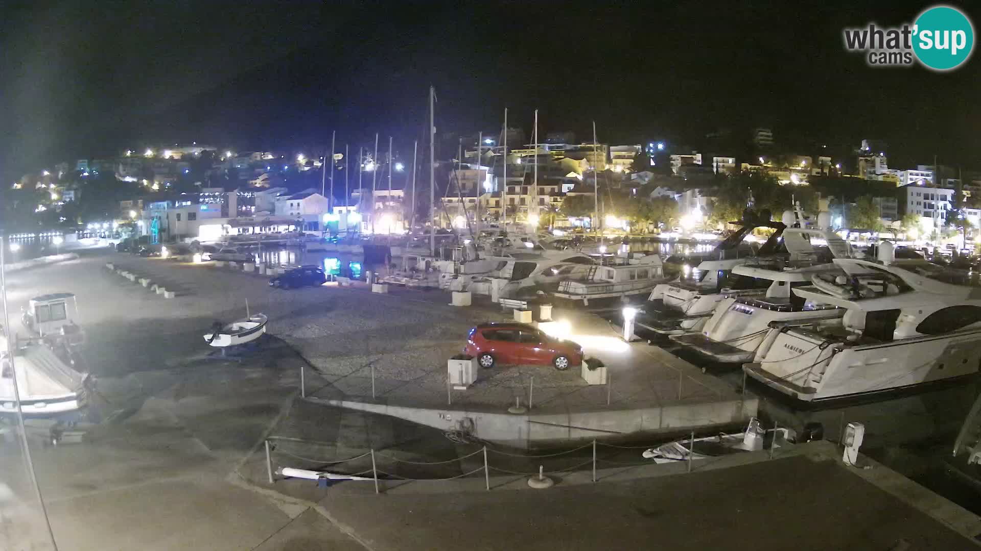 Webcam Basca Voda –  Vista desde el puerto deportivo de la ciudad y la montaña Biokovo