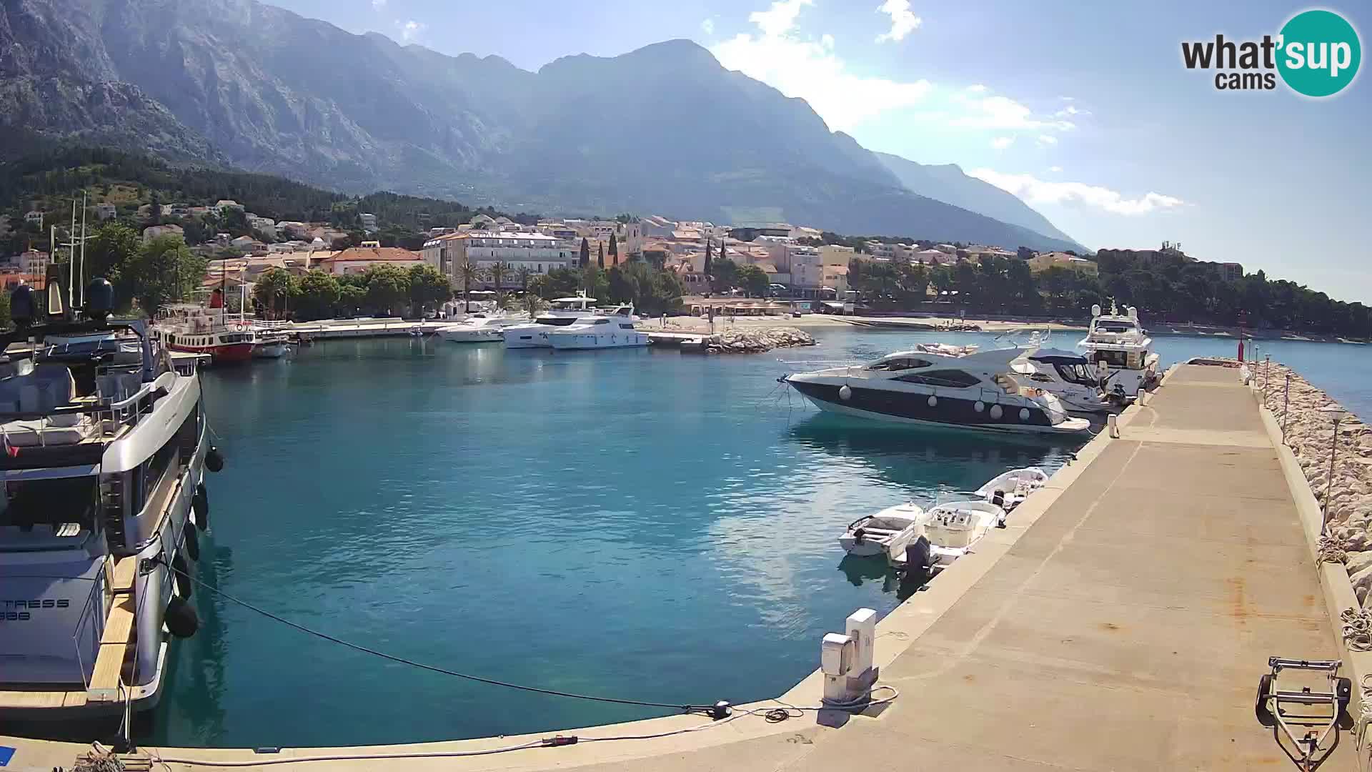 Vue du port de plaisance de la ville et la montagne Biokovo
