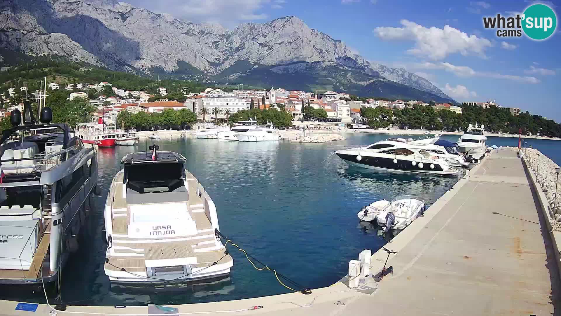 Vue du port de plaisance de la ville et la montagne Biokovo