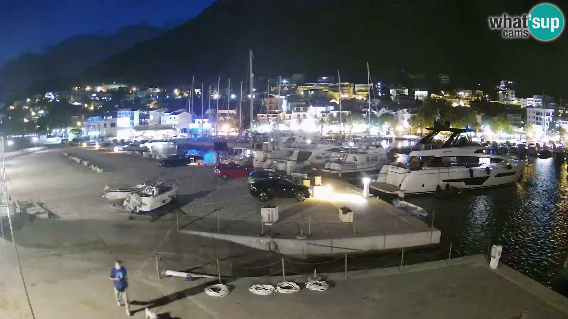 Vue du port de plaisance de la ville et la montagne Biokovo