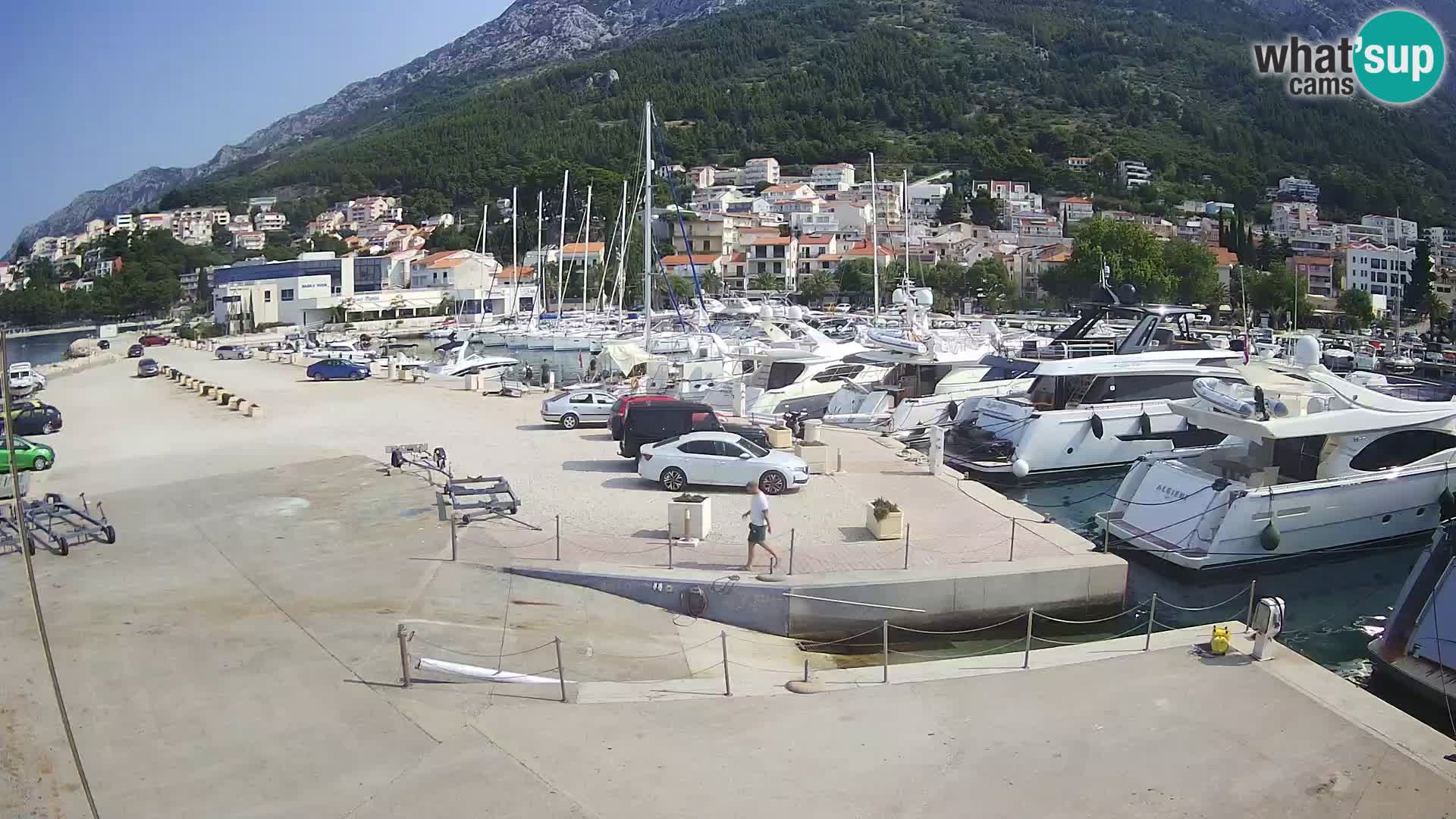 Vue du port de plaisance de la ville et la montagne Biokovo