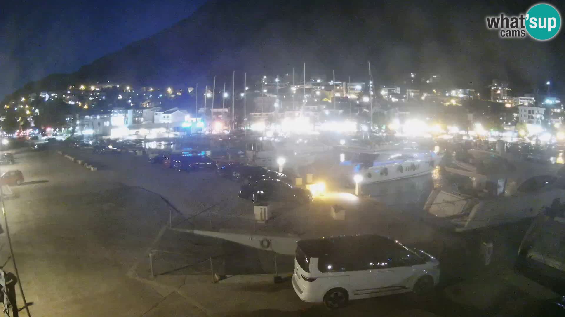Webcam Basca Voda –  Vista desde el puerto deportivo de la ciudad y la montaña Biokovo