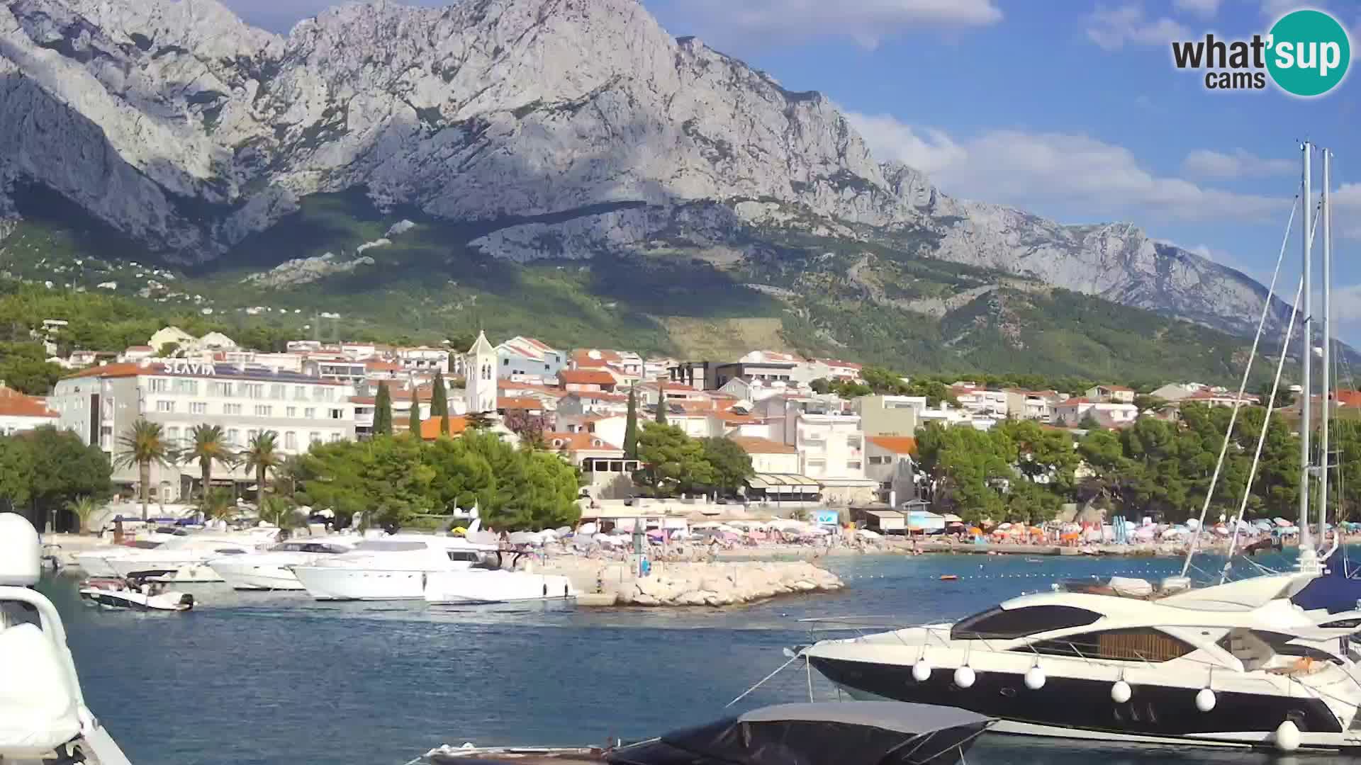 Webcam Live – View of Baška Voda and Biokovo mountain