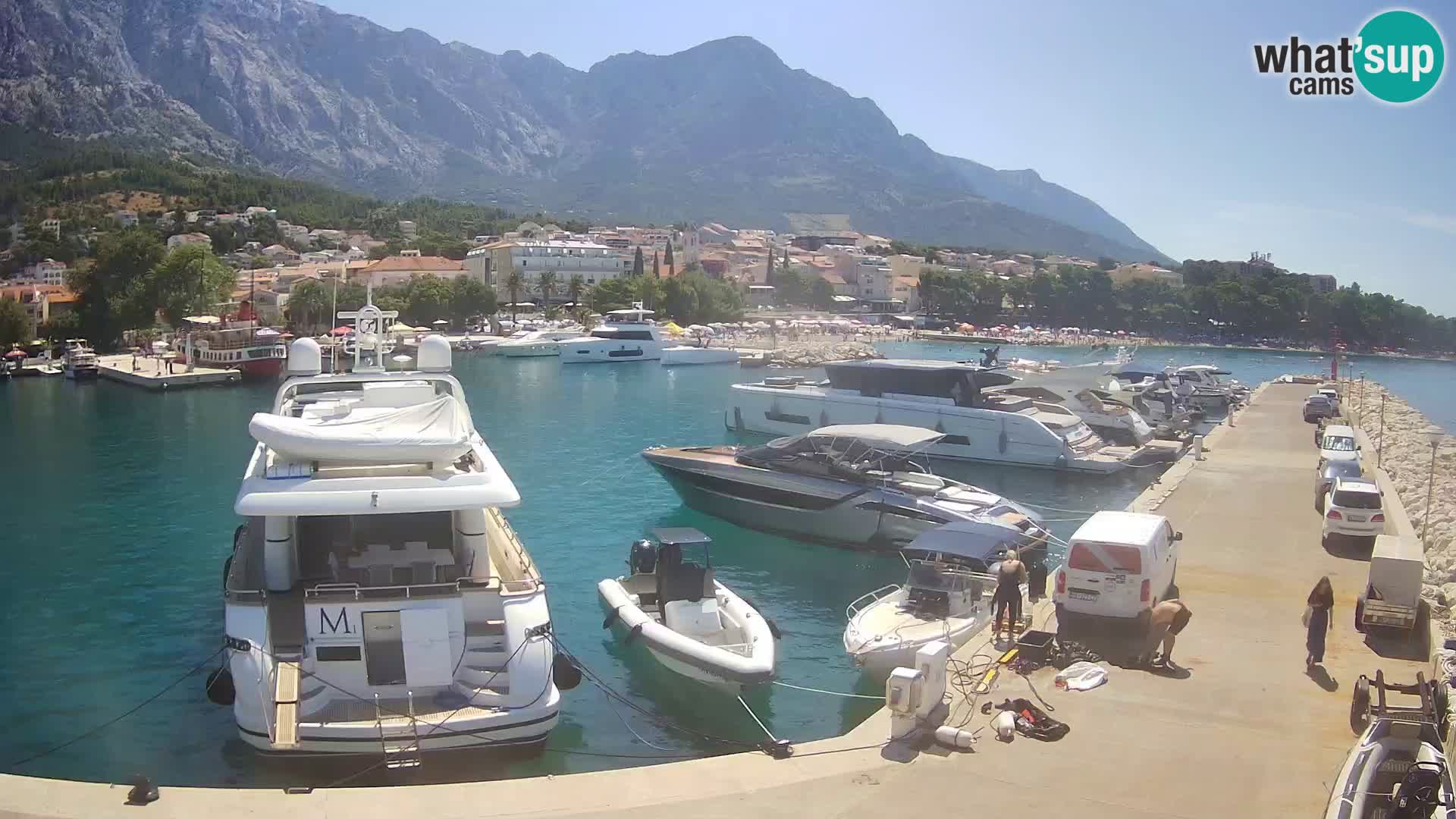 Vue du port de plaisance de la ville et la montagne Biokovo