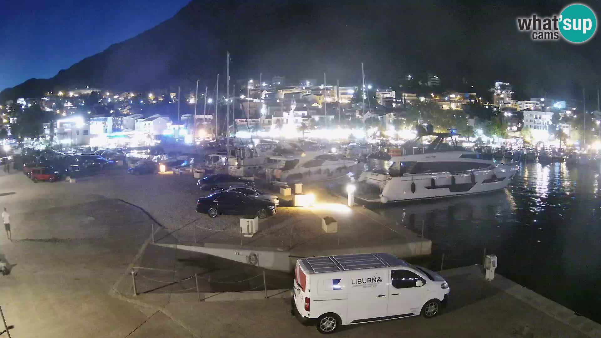 Web Kamera Baška Voda luka – Pogled na grad i masiv Biokovo