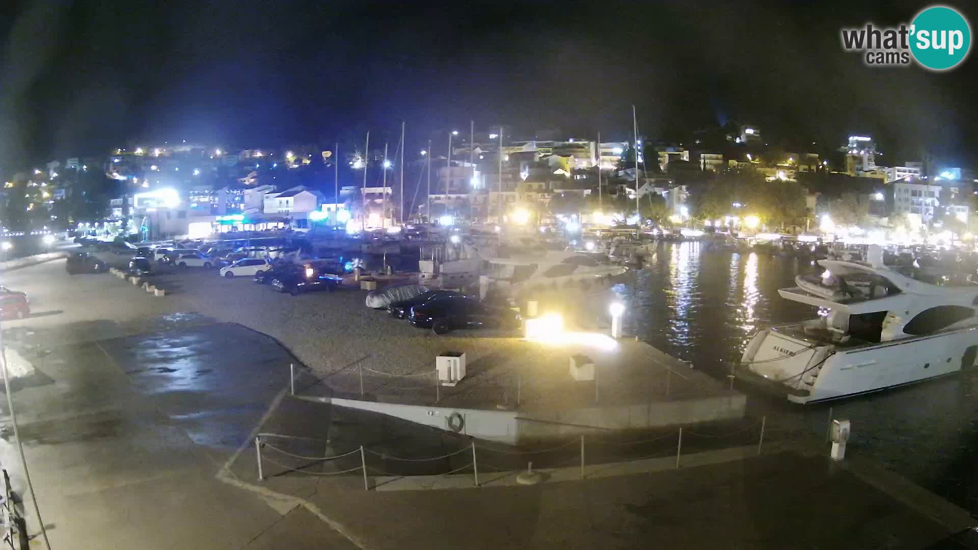 Webcam Basca Voda –  Vista desde el puerto deportivo de la ciudad y la montaña Biokovo