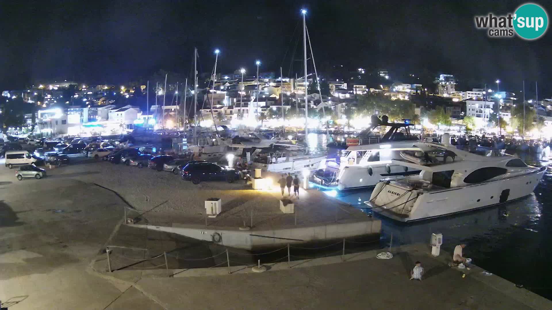 Webcam Basca Voda –  Vista desde el puerto deportivo de la ciudad y la montaña Biokovo