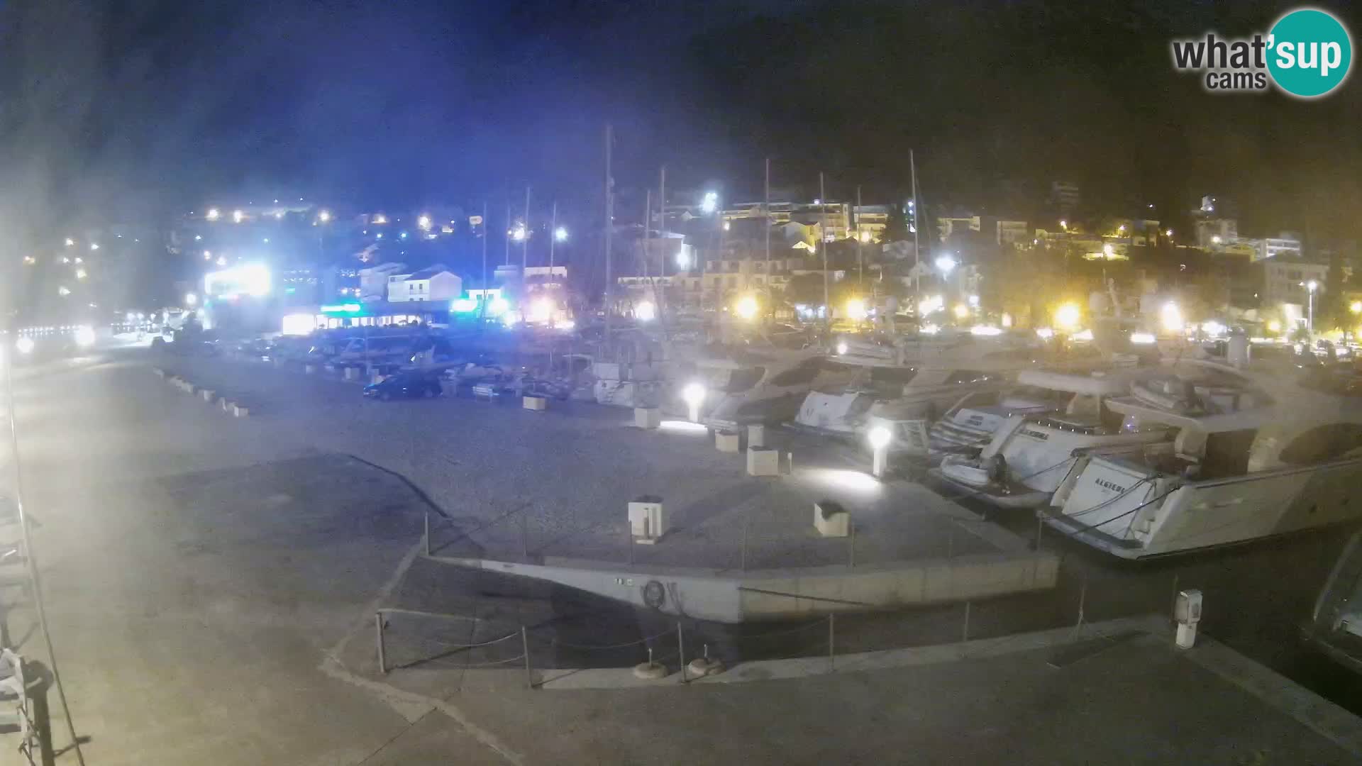 Webcam Basca Voda –  Vista desde el puerto deportivo de la ciudad y la montaña Biokovo