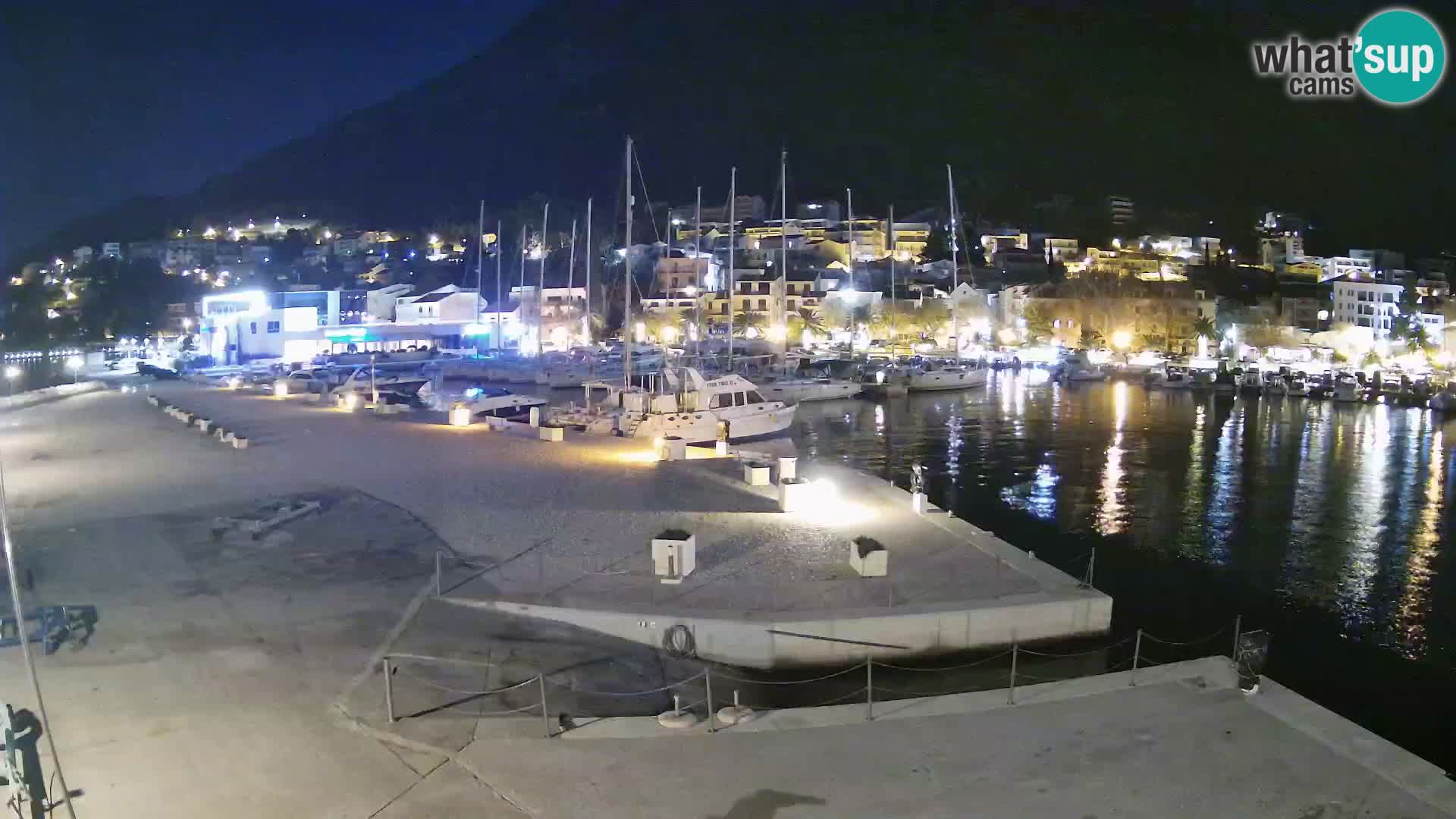 Webcam Basca Voda –  Vista desde el puerto deportivo de la ciudad y la montaña Biokovo