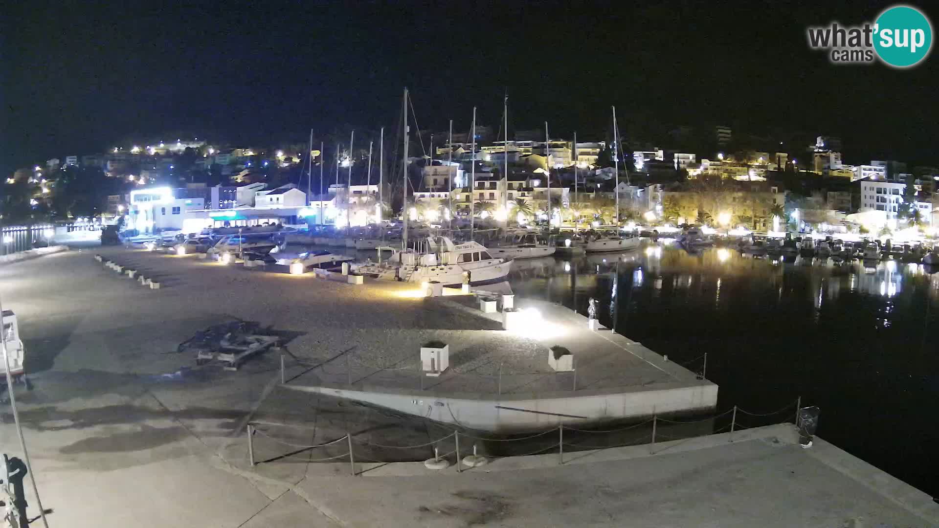 Webcam Basca Voda –  Vista desde el puerto deportivo de la ciudad y la montaña Biokovo