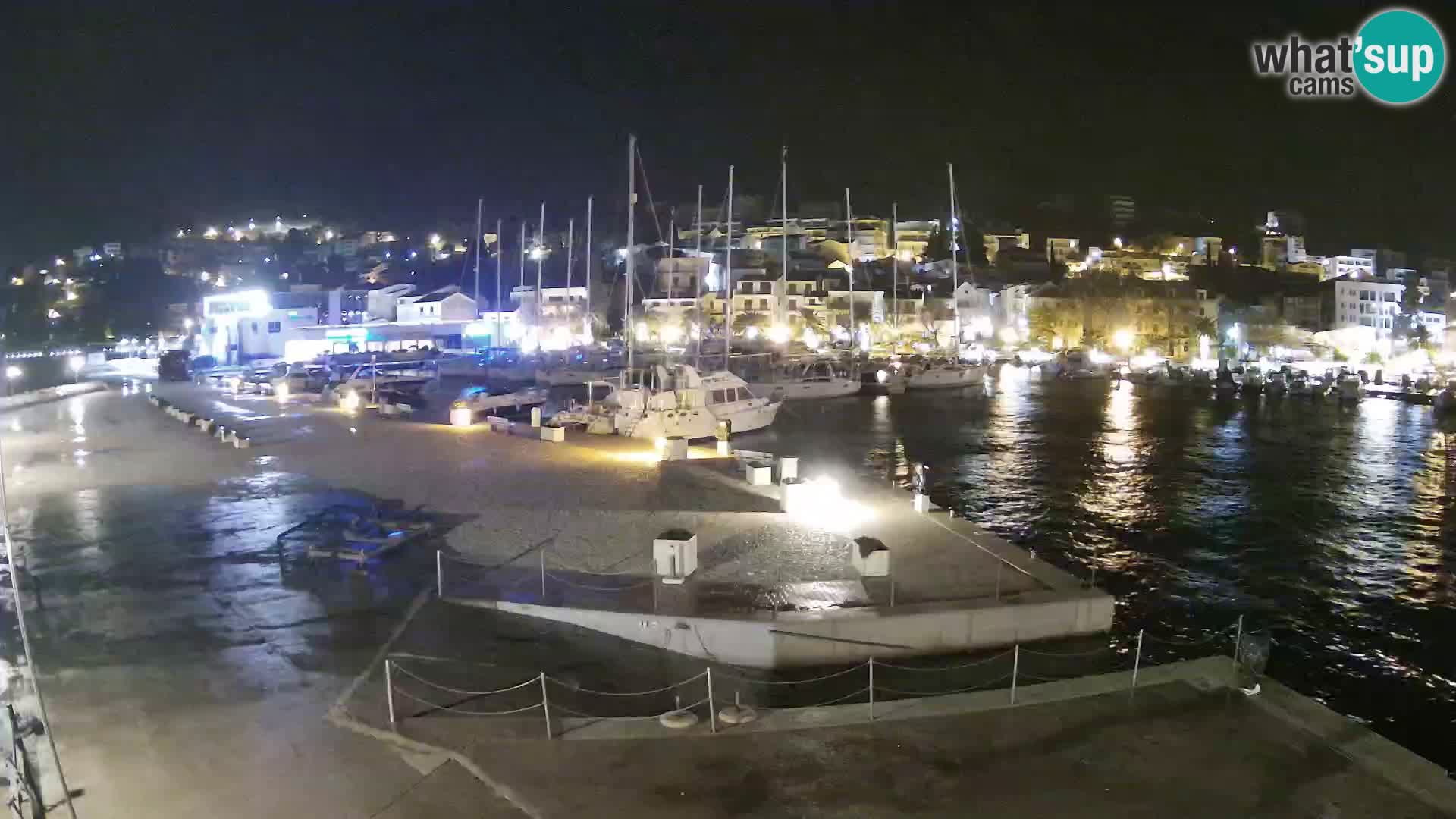 Webcam Basca Voda –  Vista desde el puerto deportivo de la ciudad y la montaña Biokovo