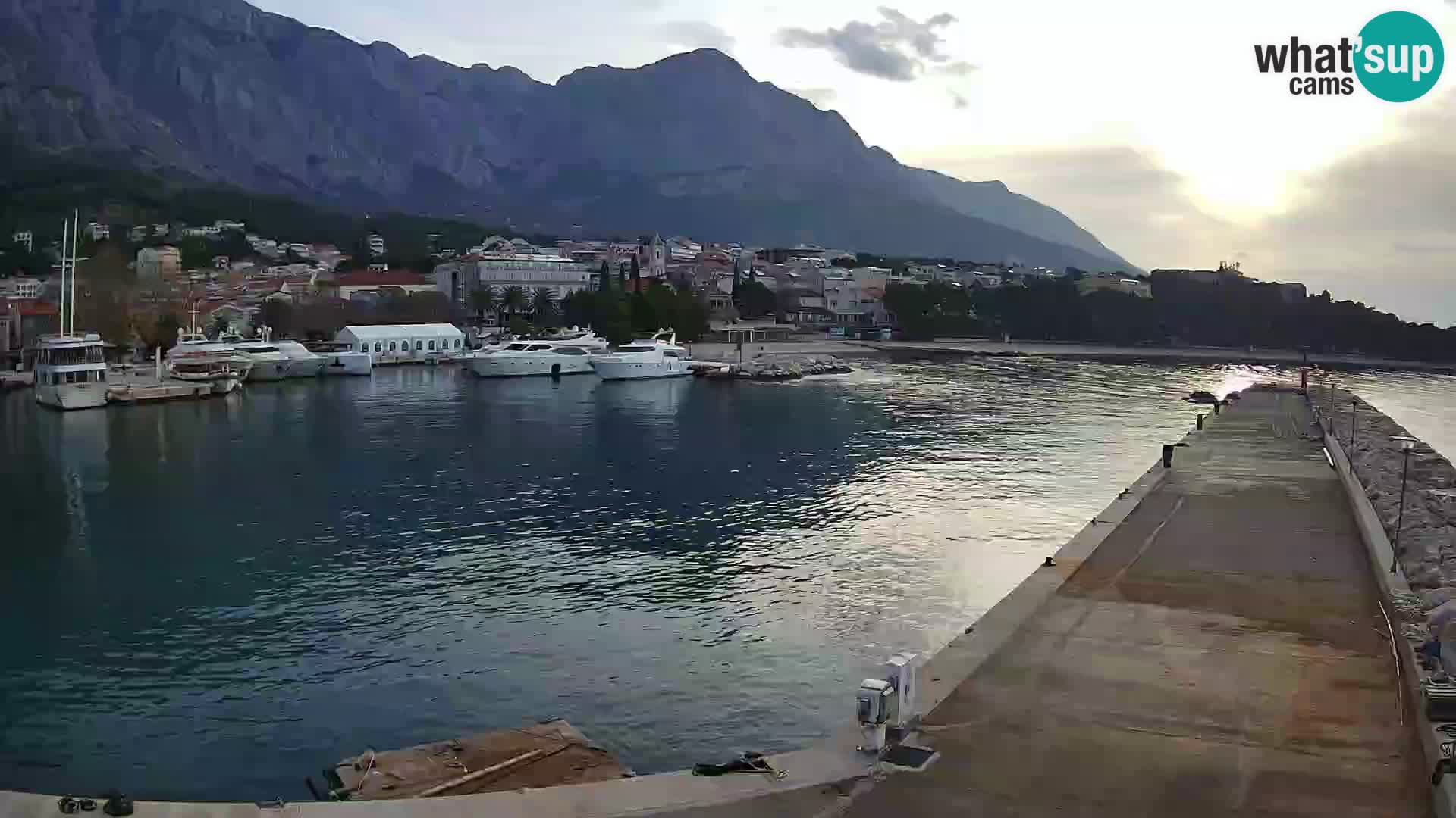 Webcam Live – View of Baška Voda and Biokovo mountain