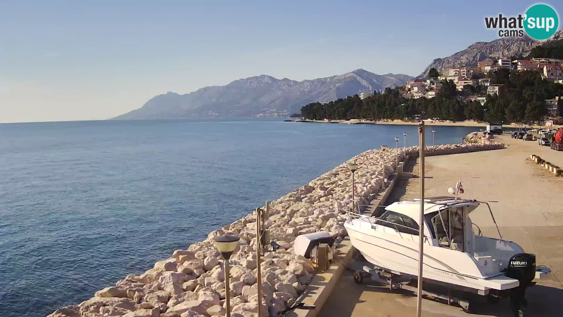 Webcam Live – View of Baška Voda and Biokovo mountain