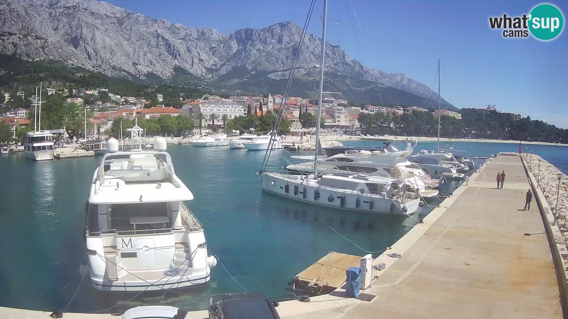 Vue du port de plaisance de la ville et la montagne Biokovo