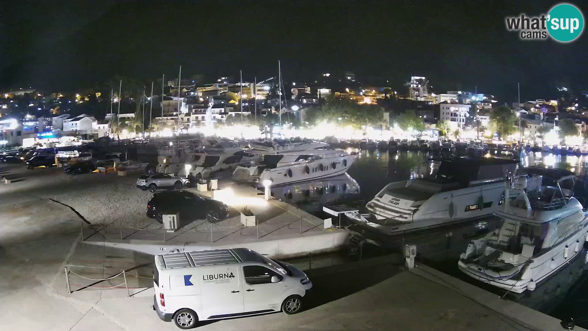 Webcam Basca Voda –  Vista desde el puerto deportivo de la ciudad y la montaña Biokovo