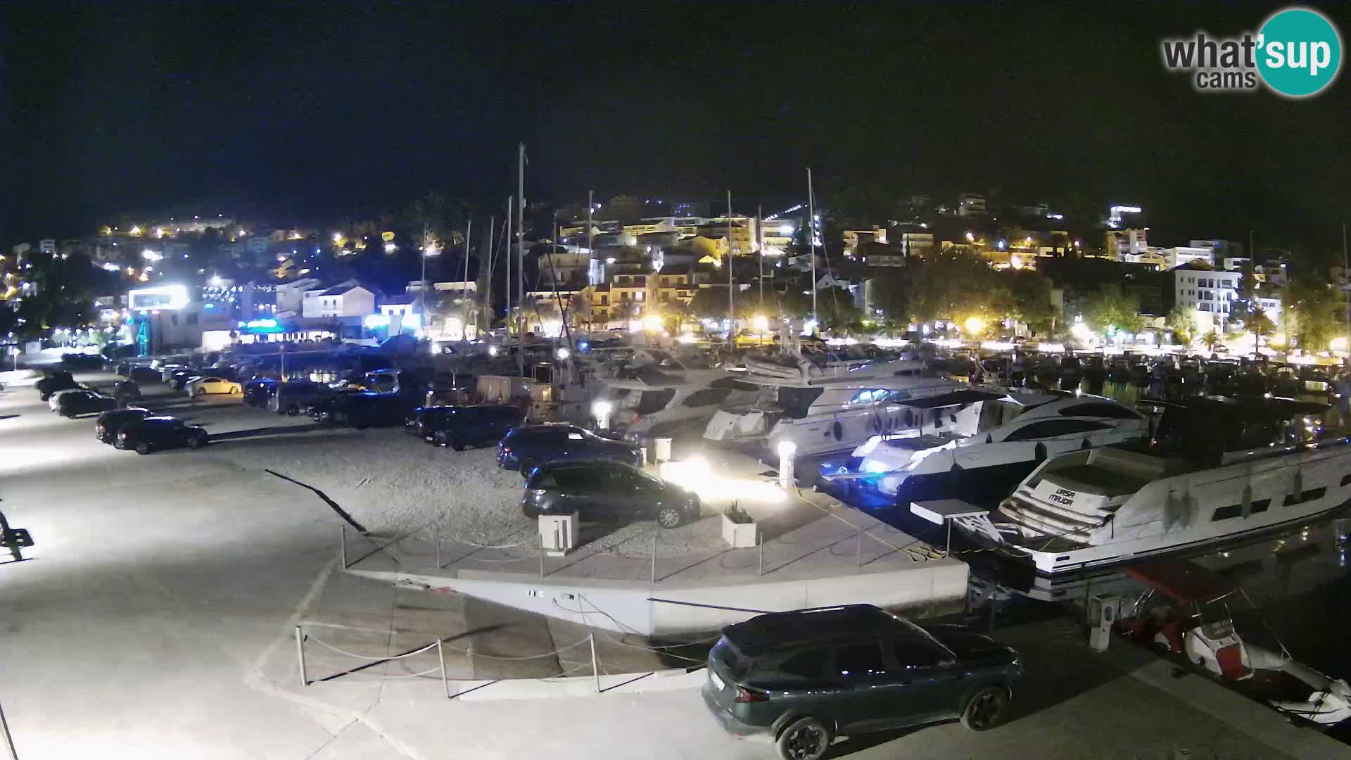 Webcam Basca Voda –  Vista desde el puerto deportivo de la ciudad y la montaña Biokovo
