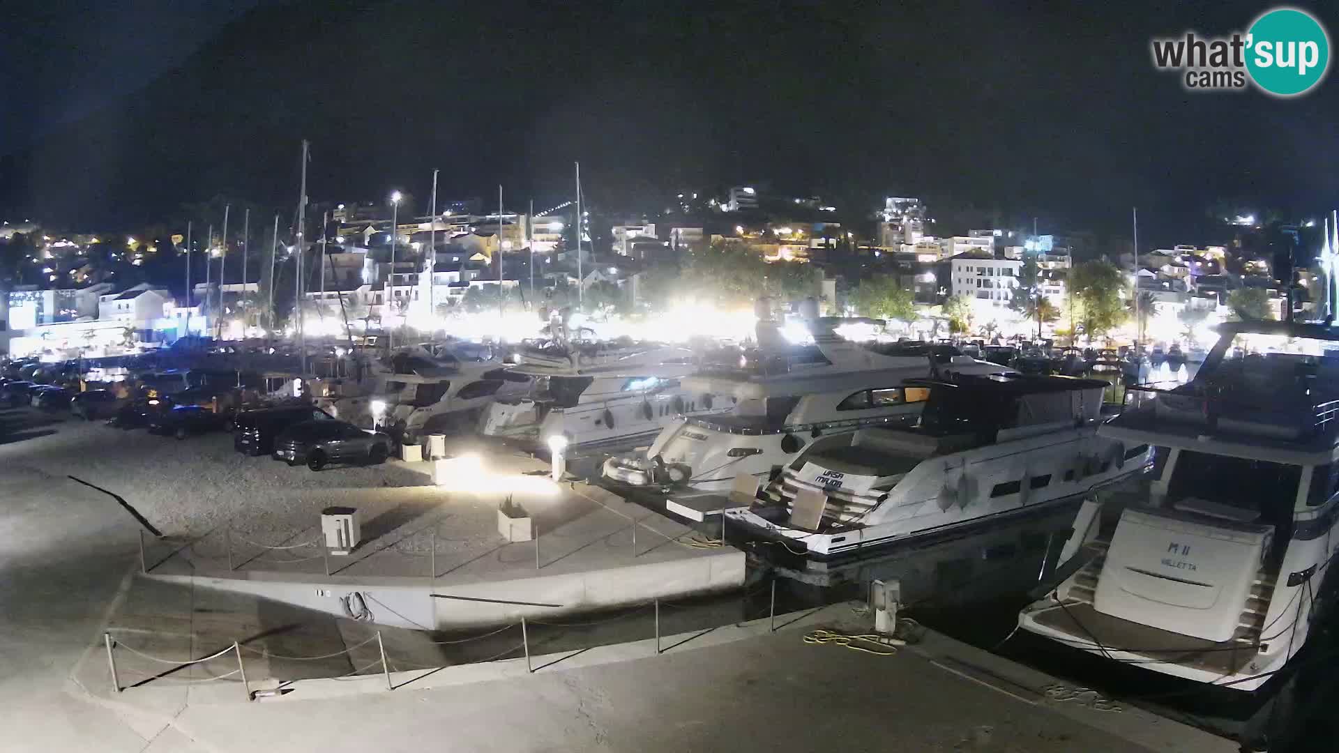 Webcam Basca Voda –  Vista desde el puerto deportivo de la ciudad y la montaña Biokovo