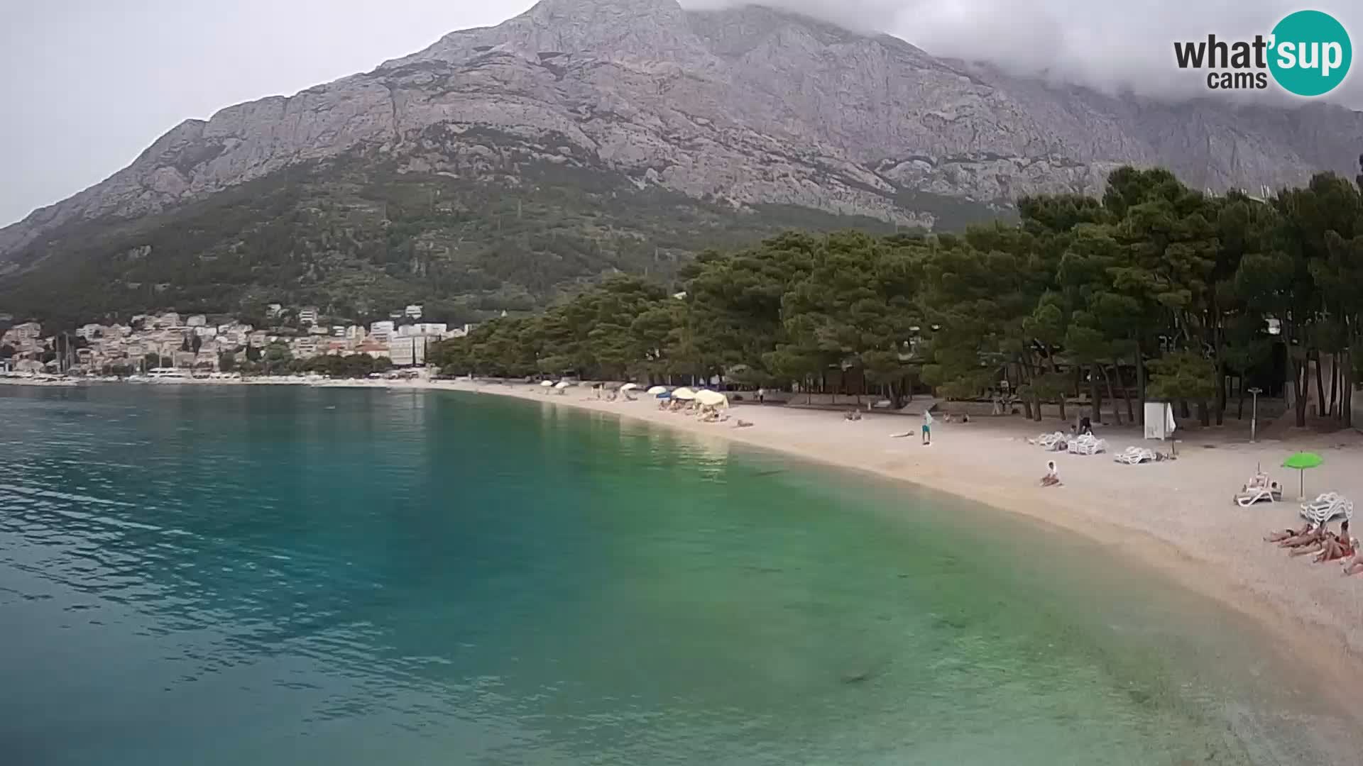 Spletna kamera – Baška Voda – Borik, pogled na plažo Nikolina