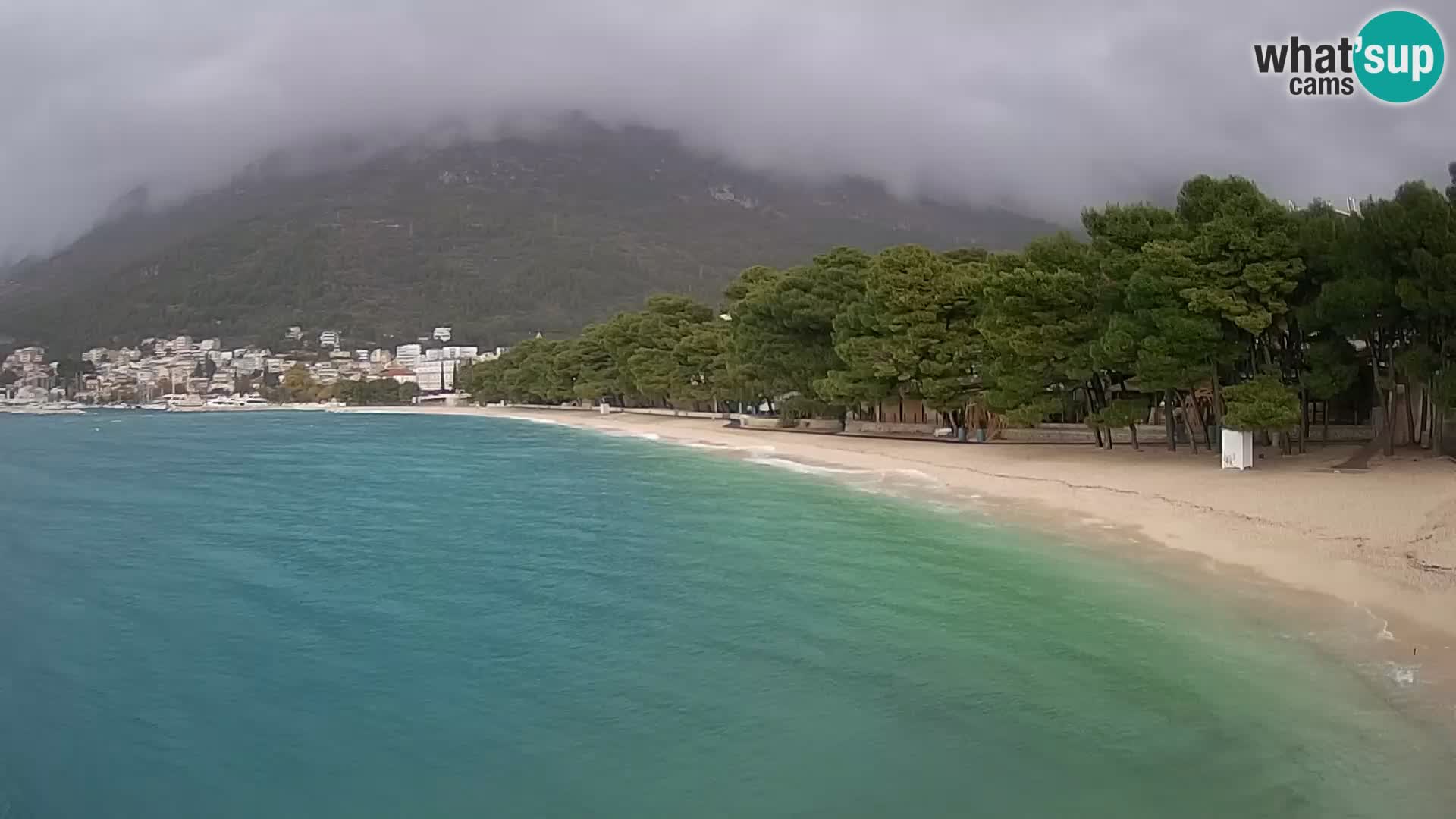 Web kamera – Baška Voda – Borik, pogled na plažu Nikolina