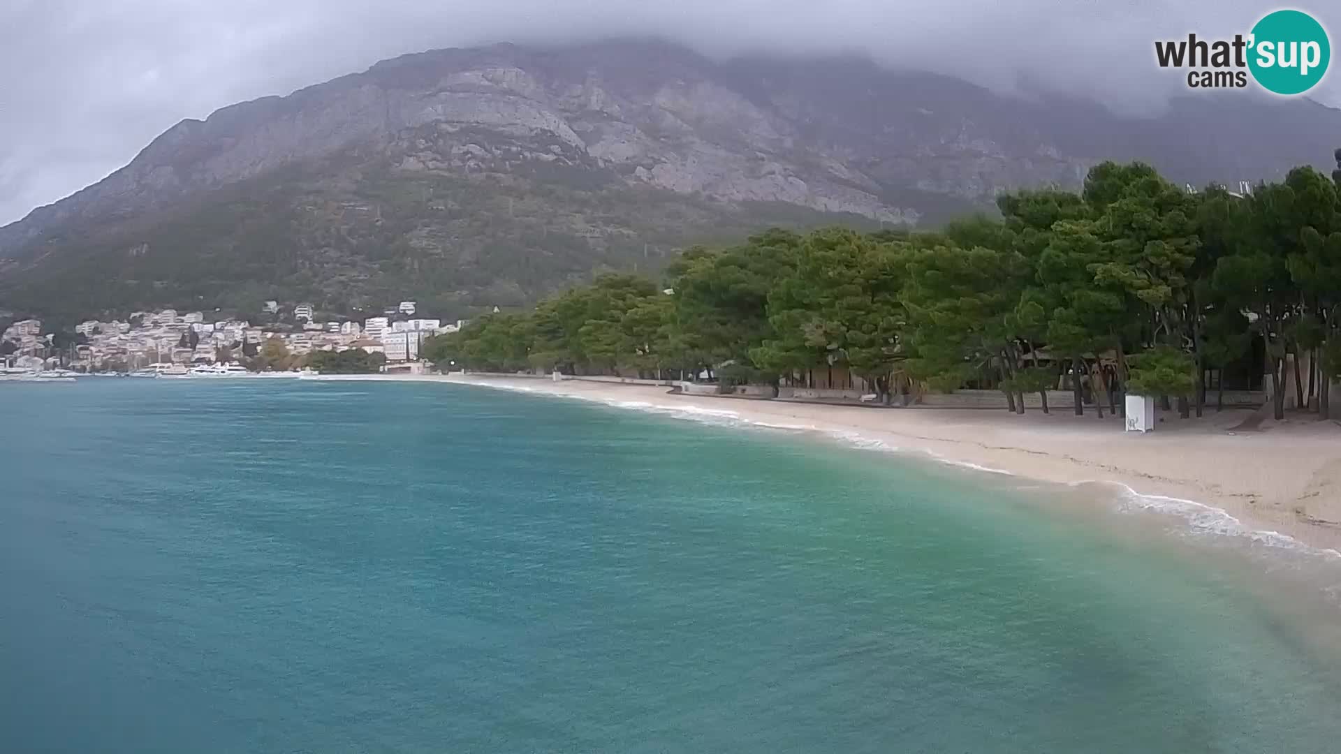 Web kamera – Baška Voda – Borik, pogled na plažu Nikolina