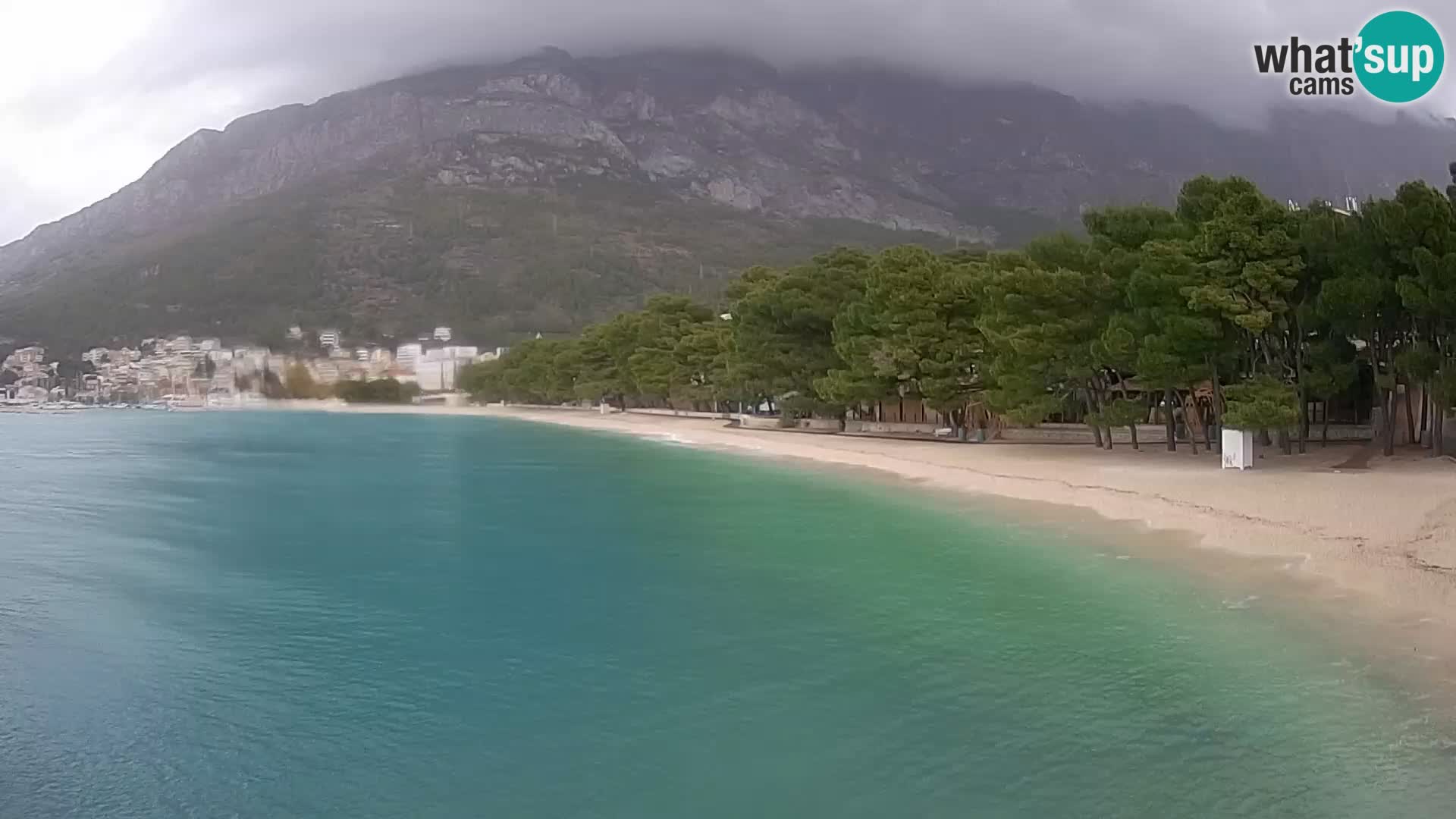 Web kamera – Baška Voda – Borik, pogled na plažu Nikolina