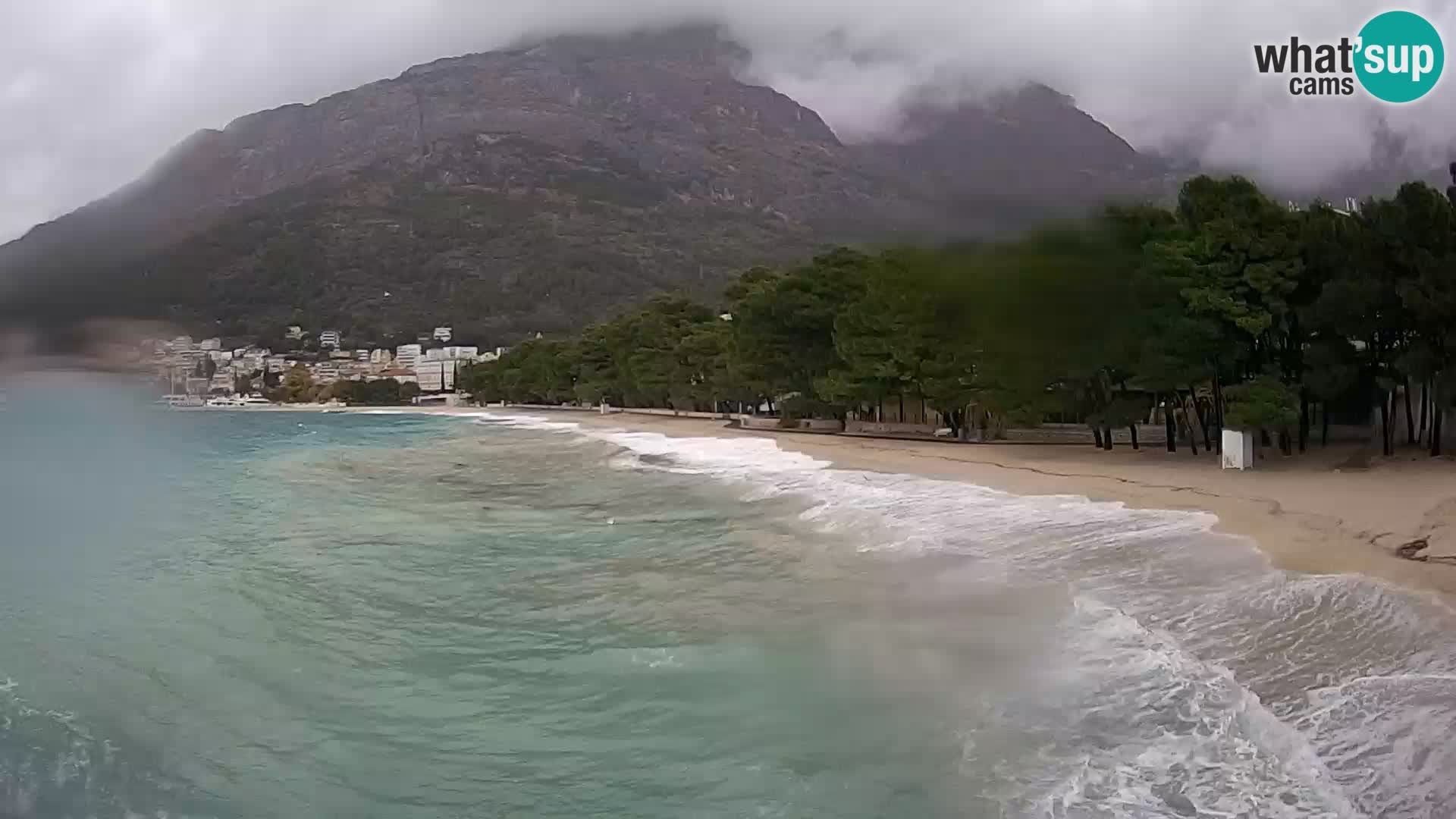 Spletna kamera – Baška Voda – Borik, pogled na plažo Nikolina