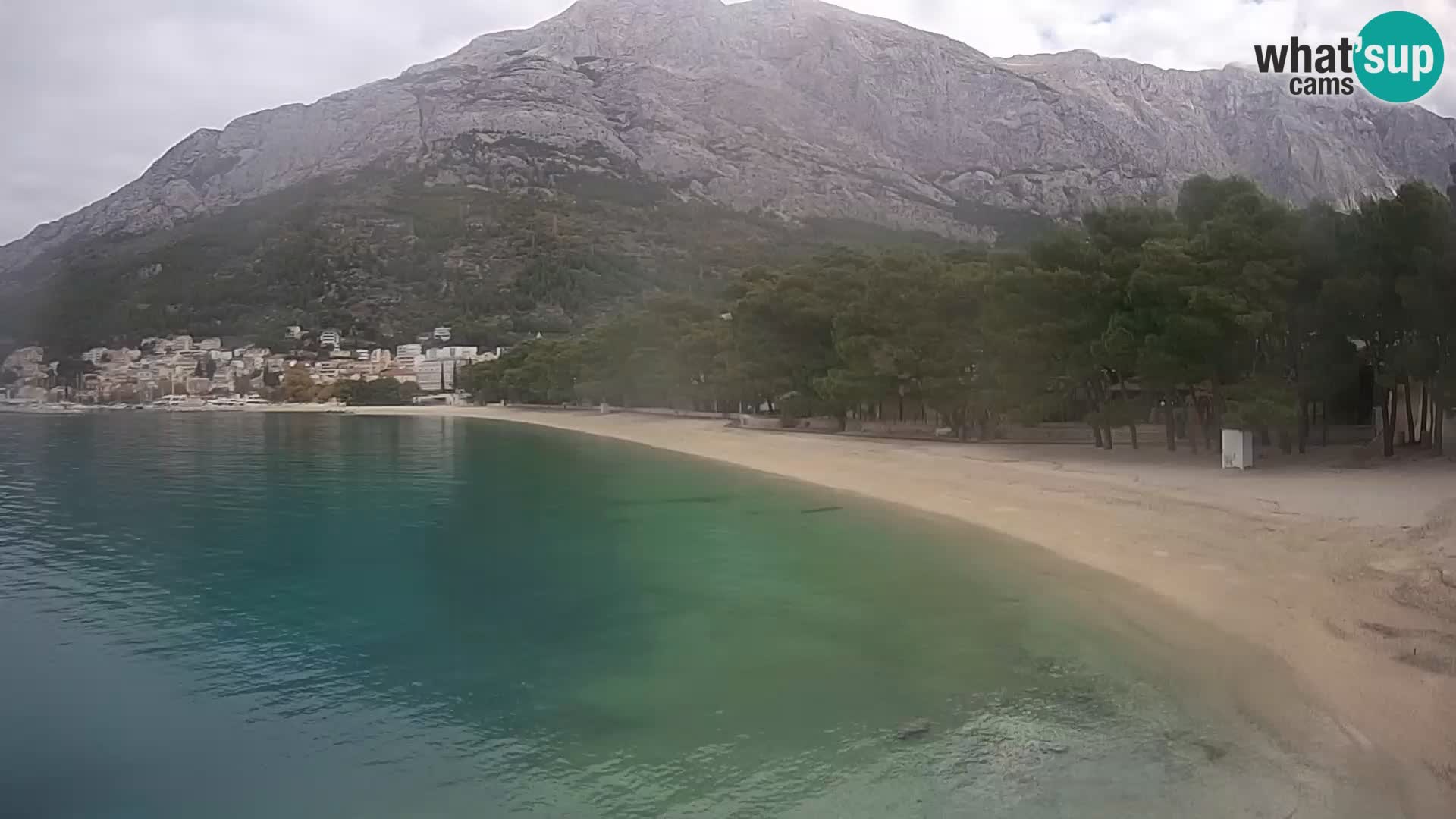 Spletna kamera – Baška Voda – Borik, pogled na plažo Nikolina