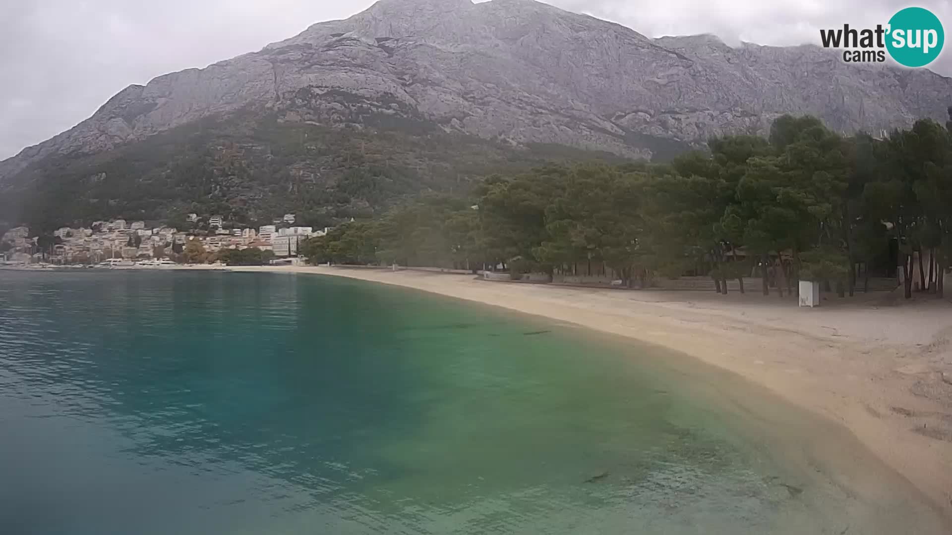 Spletna kamera – Baška Voda – Borik, pogled na plažo Nikolina