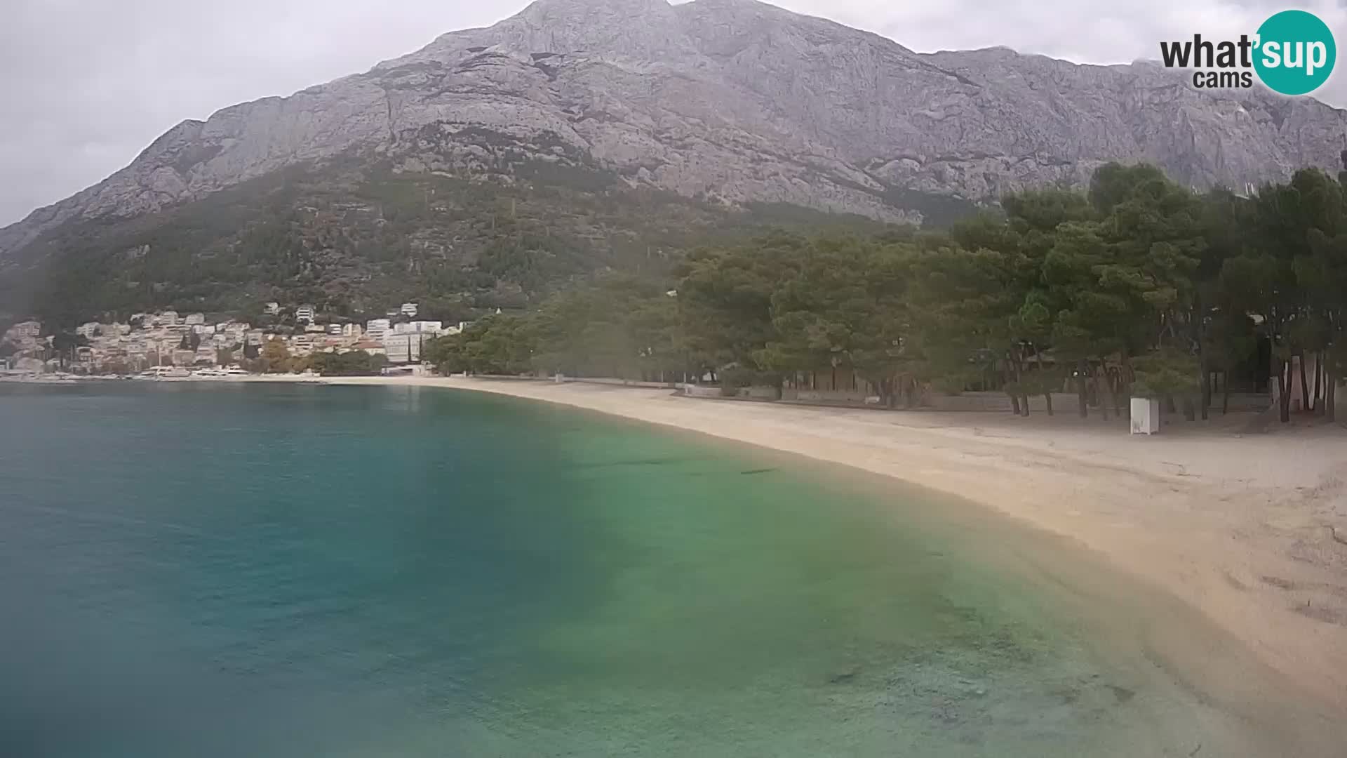 Web kamera – Baška Voda – Borik, pogled na plažu Nikolina