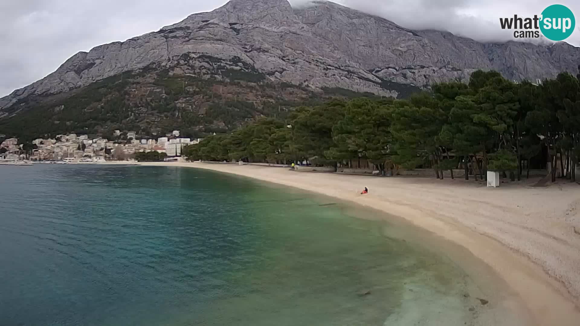 Web kamera – Baška Voda – Borik, pogled na plažu Nikolina