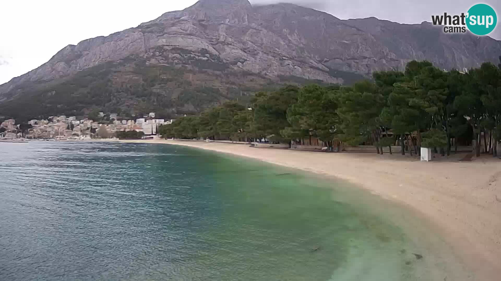 Web kamera – Baška Voda – Borik, pogled na plažu Nikolina