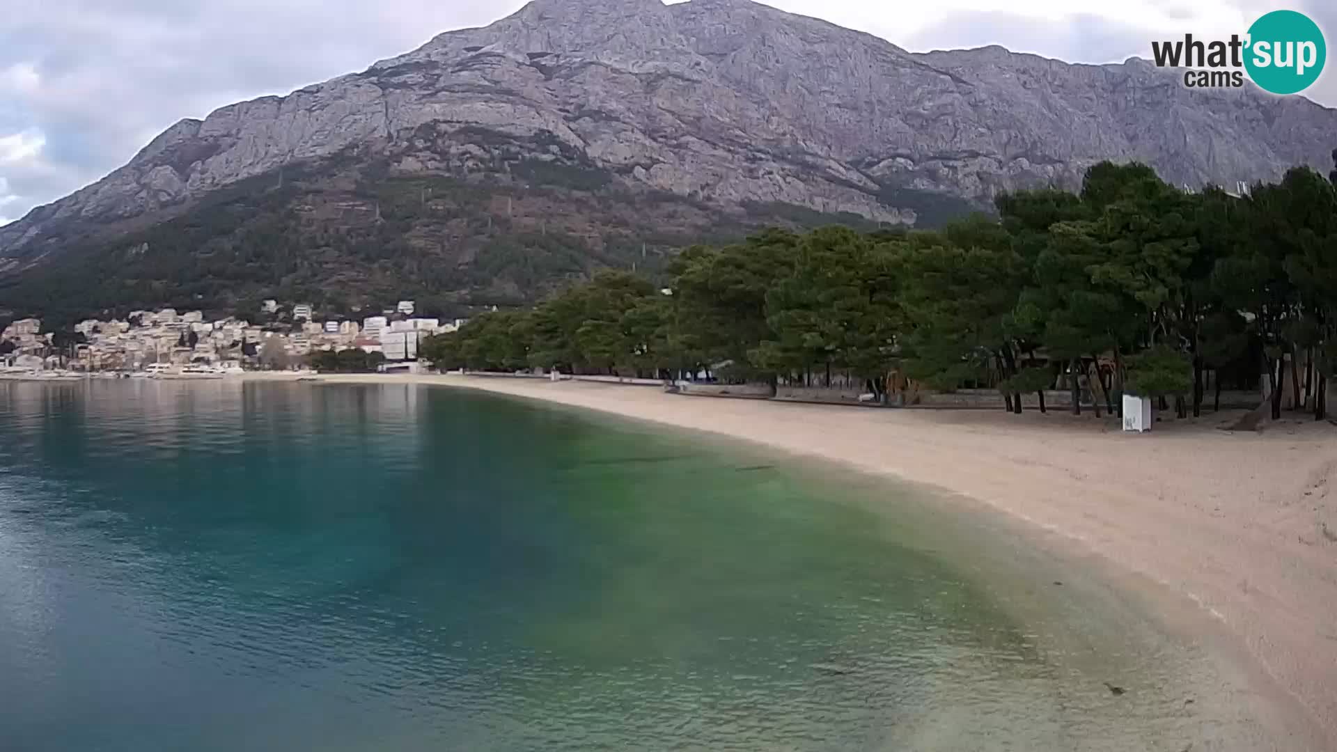 Web kamera – Baška Voda – Borik, pogled na plažu Nikolina