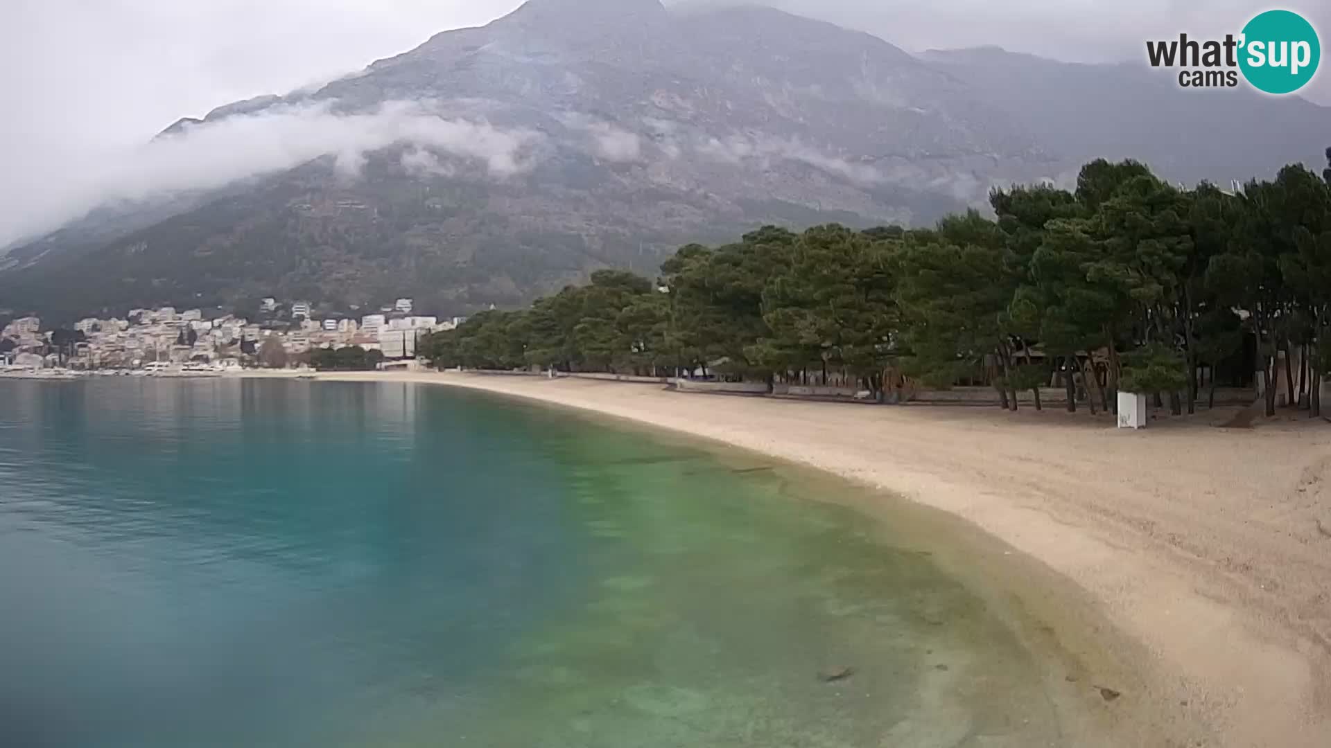 Spletna kamera – Baška Voda – Borik, pogled na plažo Nikolina