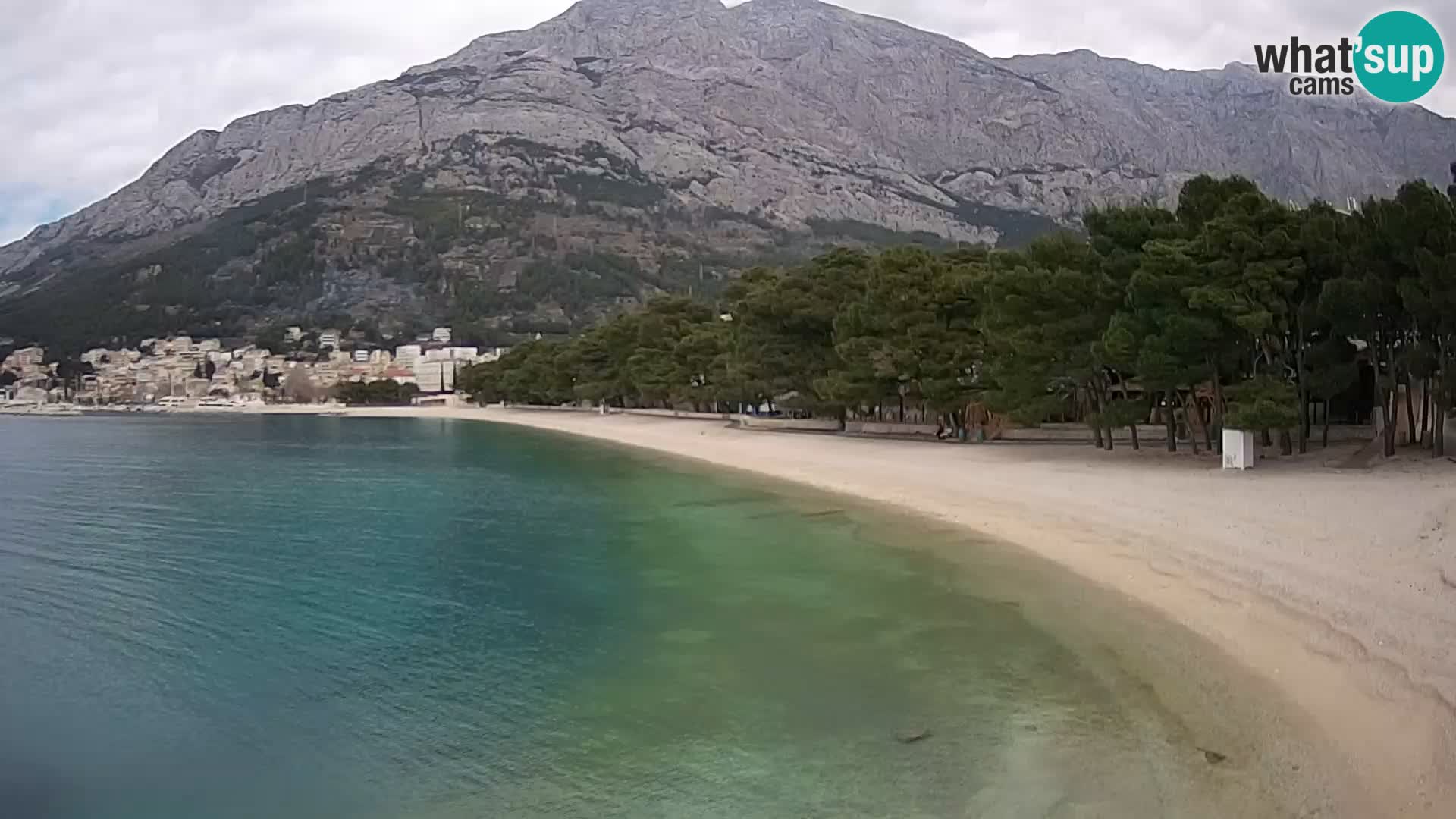 Web kamera – Baška Voda – Borik, pogled na plažu Nikolina