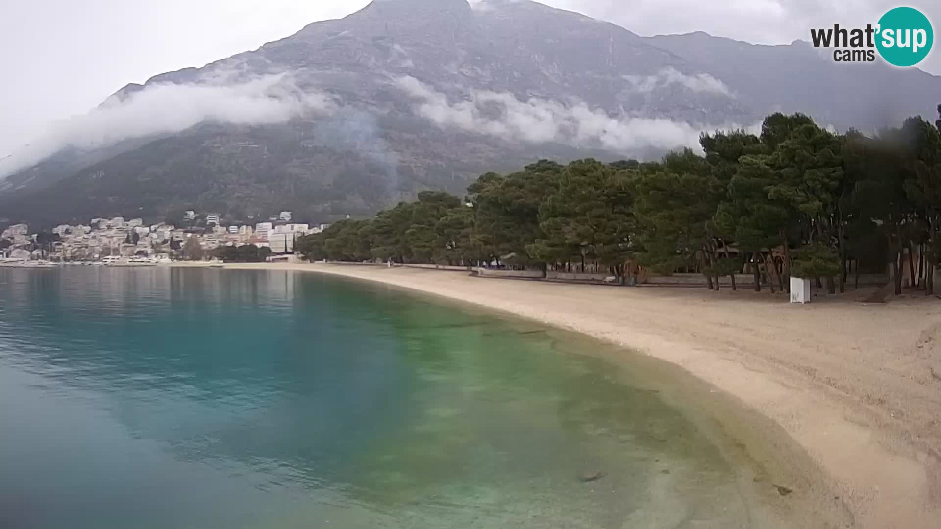 Spletna kamera – Baška Voda – Borik, pogled na plažo Nikolina