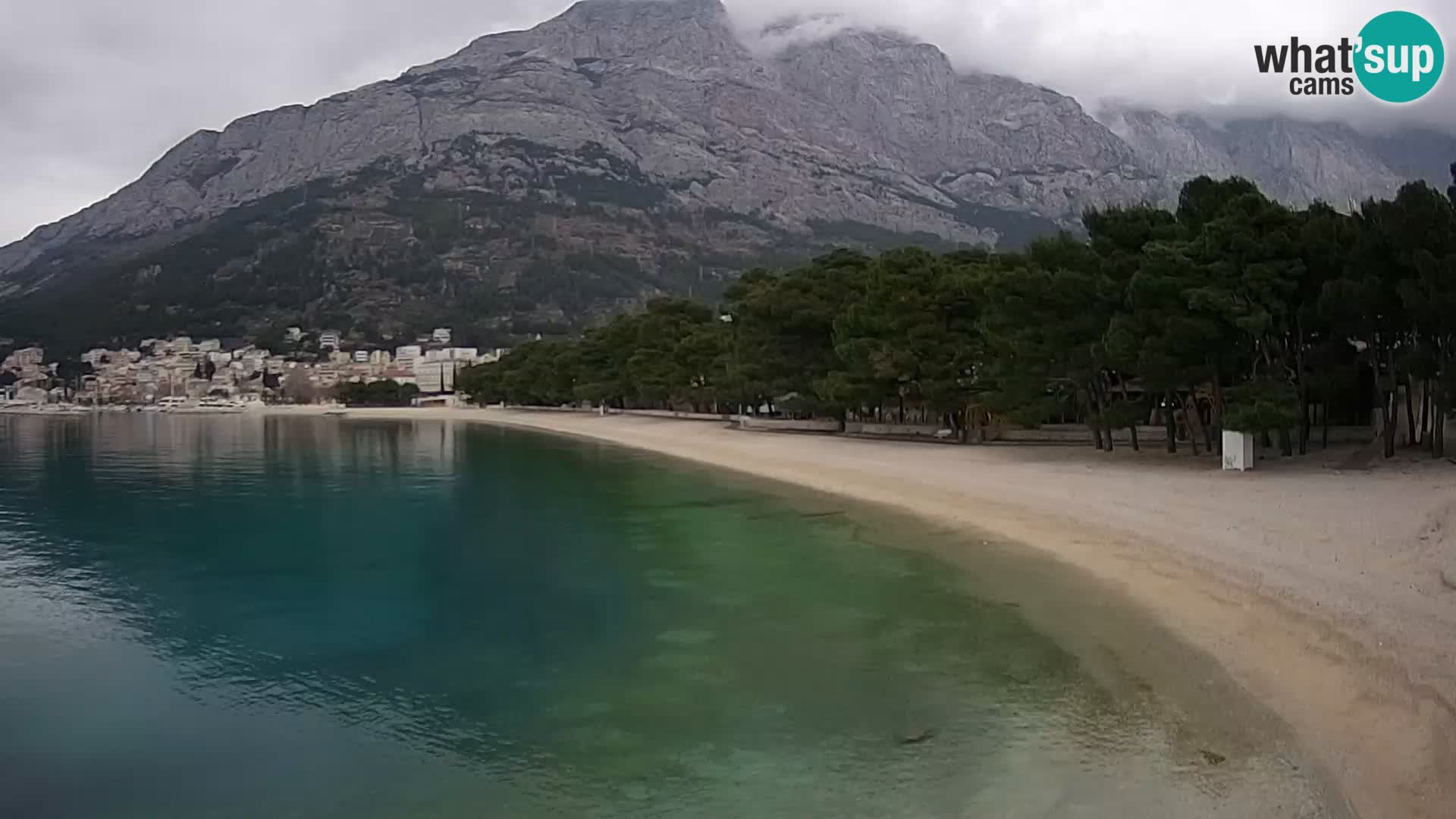 Spletna kamera – Baška Voda – Borik, pogled na plažo Nikolina