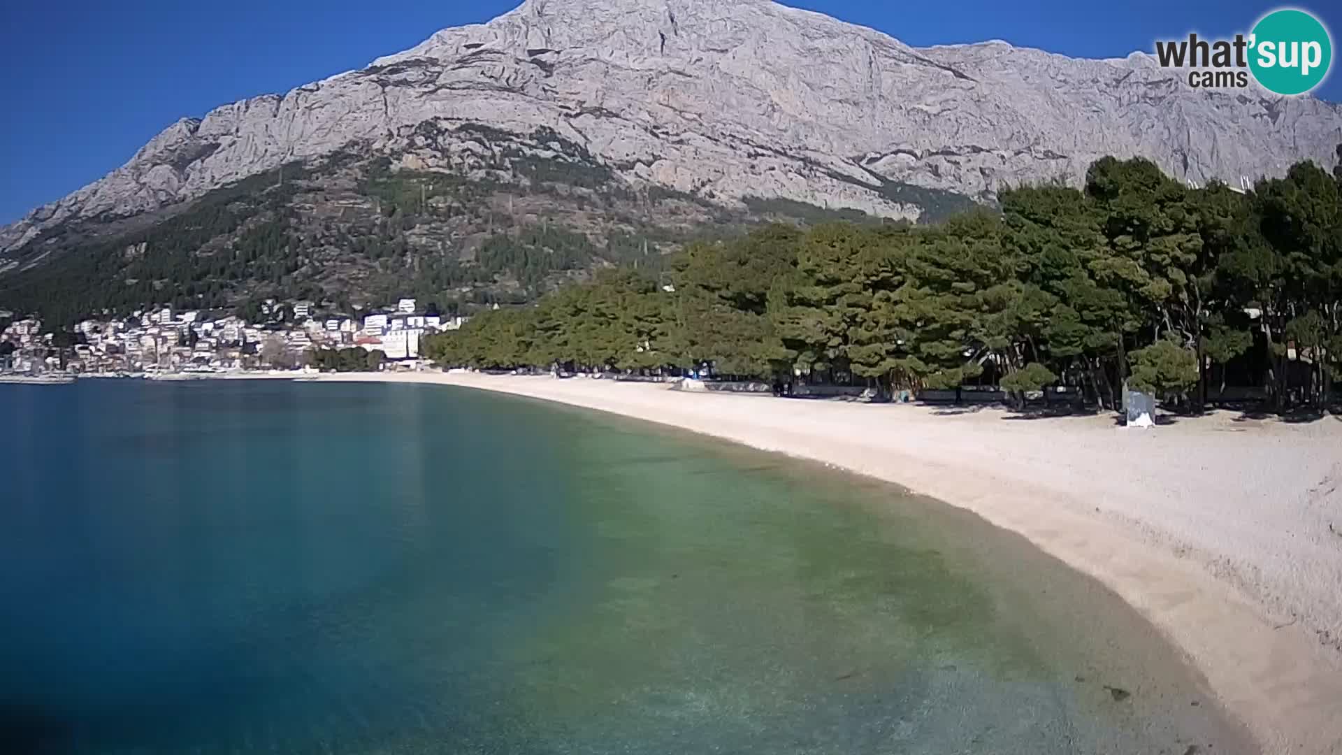 Web kamera – Baška Voda – Borik, pogled na plažu Nikolina