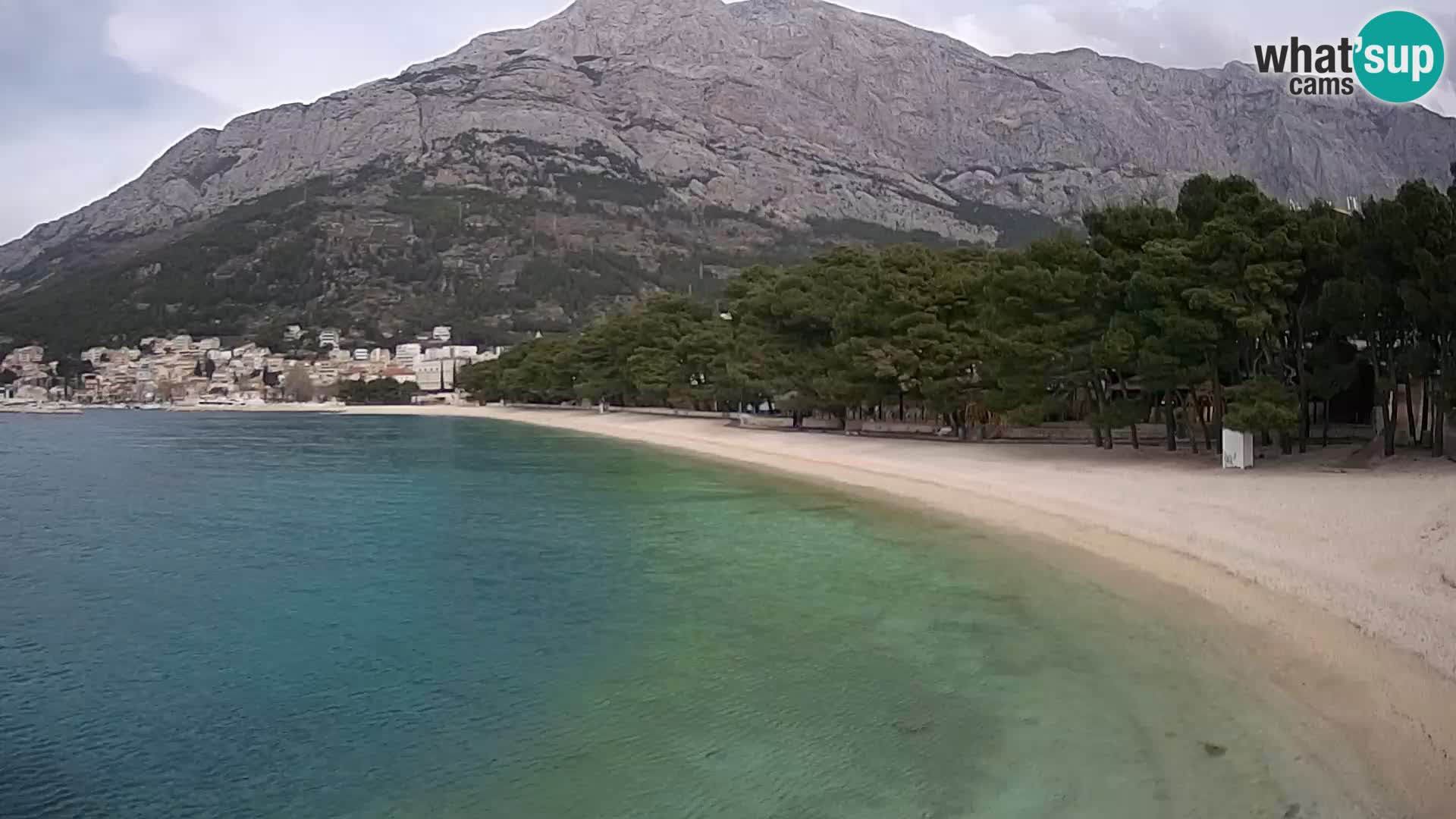 Spletna kamera – Baška Voda – Borik, pogled na plažo Nikolina